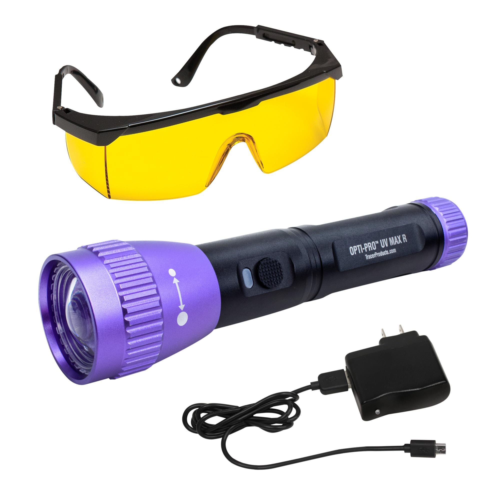 Tracer Products Tracerline TPOPUVMR Opti-PRO UV MAX R LED Rechargeable, Violet Light LED Flashlight with Charger & Fluorescence-