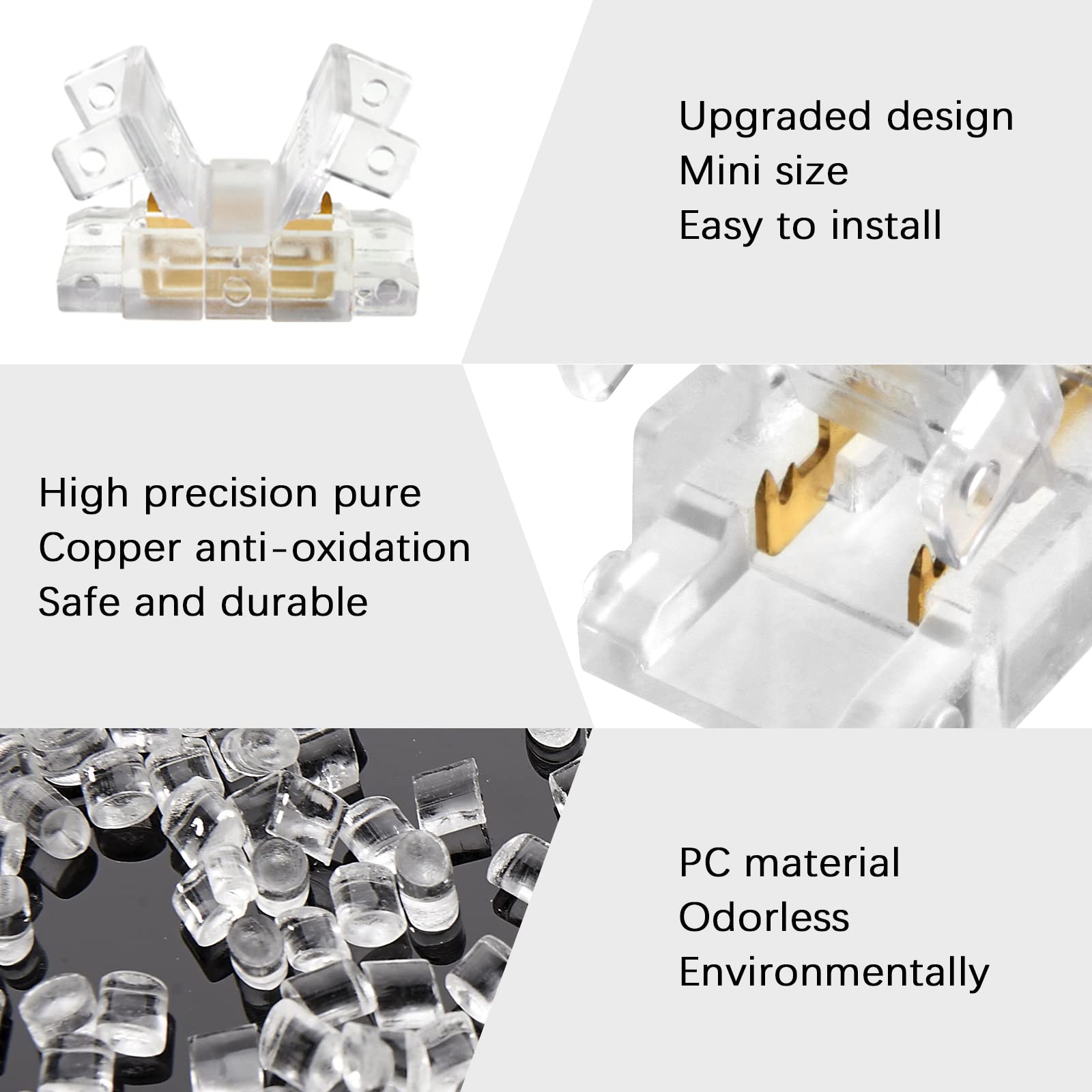 Rgbzone 12Pcs 2Pin 8Mm Cob Led Strip To Strip Connectors Unwired Gapless Solderless Extension Connection For 2Pin 8Mm Cob Led St