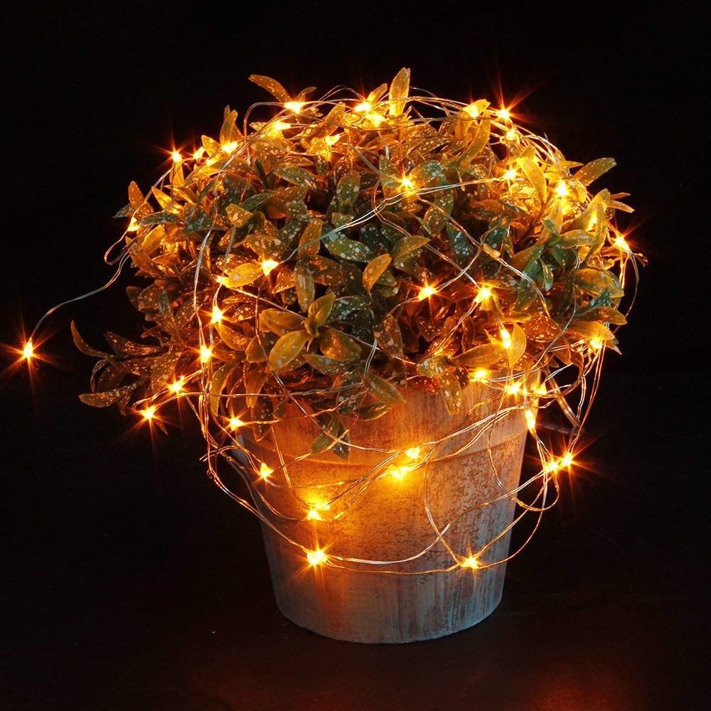 CYLAPEX Orange Fairy Lights - 12 Pack Battery Operated Starry String Lights, 3.3ft Silvery Copper Wire for Halloween & Christmas Decoration