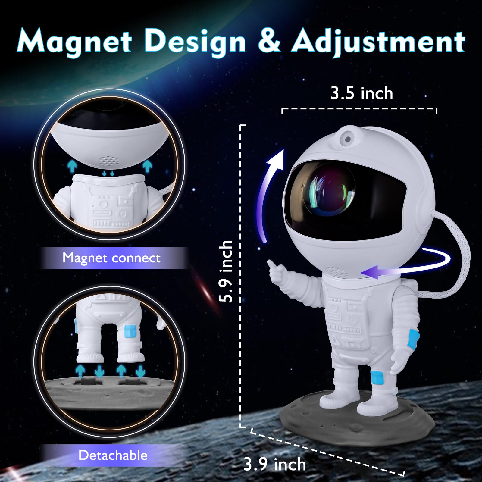 Astronaut Galaxy Projector, Star Projector, Astronaut Light Projector With 8 Colors Led Nebula, Starry Night Light Projector Wit