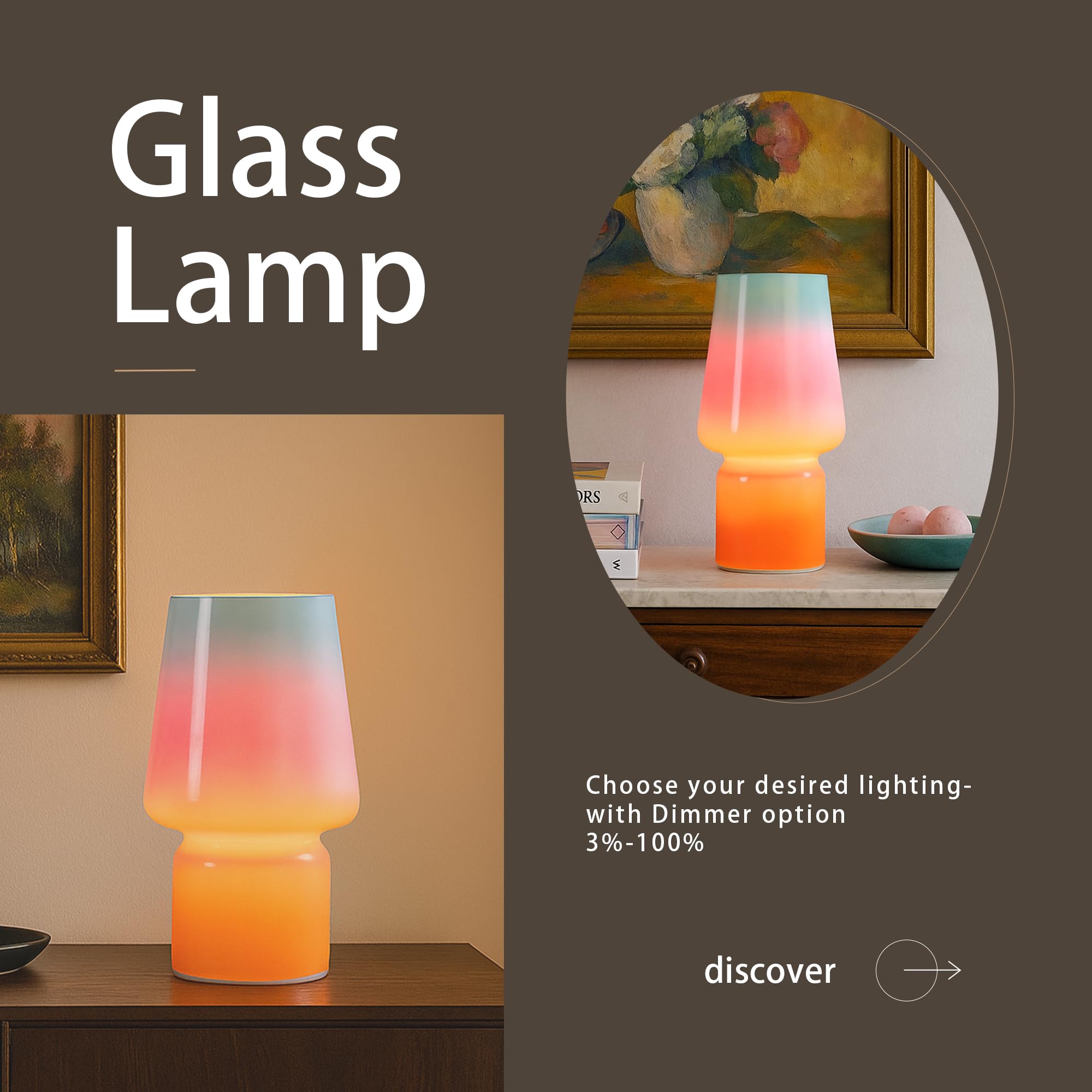 Sureyond Mushroom Lamp MotherS Day Gifts Small Table Lamp Cute Nightstand Kitchen Mini Lamp Glass Table Lamp Suitable For Bedrooms  Kitchens  Living Rooms  Bedside  Girl Gifts(Blue Gradient)