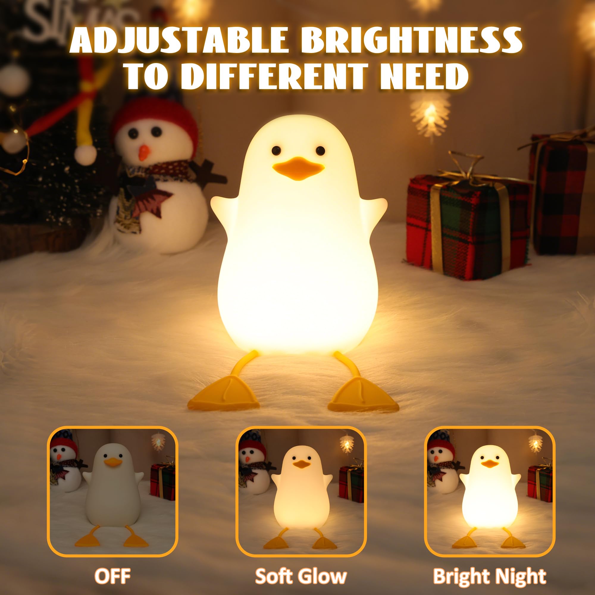 Hinittey Duck Night Light, Silicone Duck Lamp, Cute Bedside Duck Goose Funny Nightlight With Dimmer And Timer For Room Decor, Du