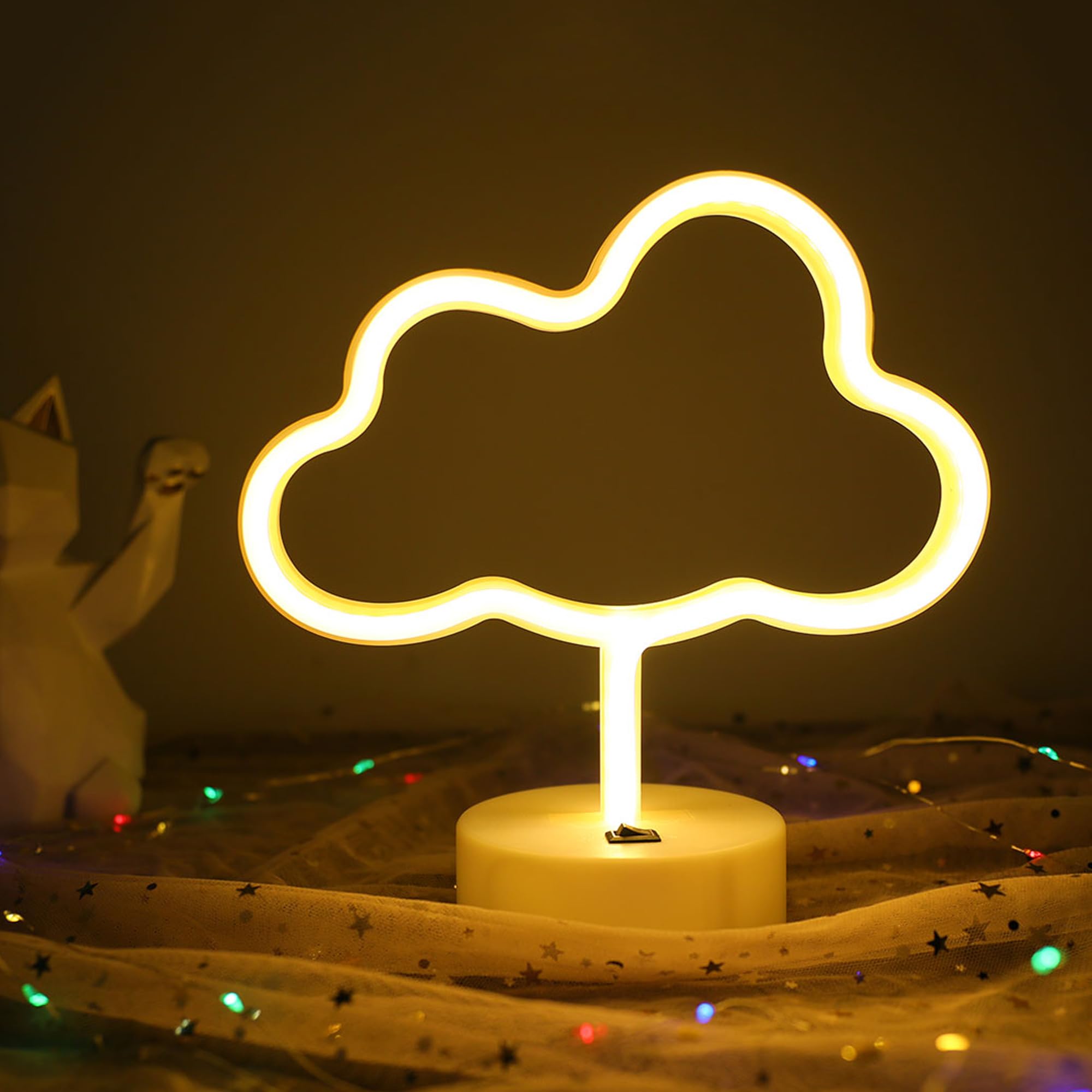 Enuoli Cute Cloud Neon Light Led Cloud Shaped Decor Night Lights Marquee Neon Sign Table Decor For Christmas Party Birthday Kids