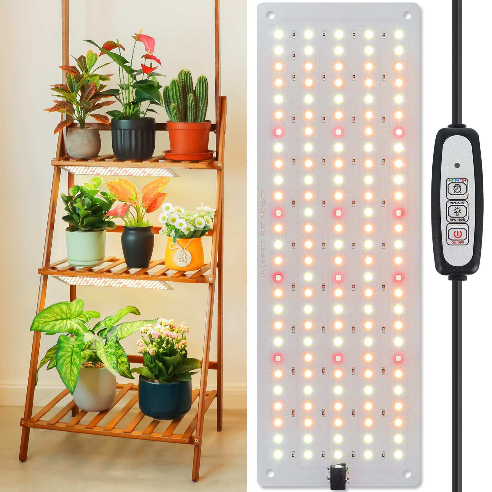 Lbw Led Grow Light, Full Spectrum Grow Light With 4 Dimmable Levels And Auto On/Off Timer, 135 Leds Plant Grow Lamp For Seedlings, Veg, Bloom And Succulents, Ideal For Indoor Plants