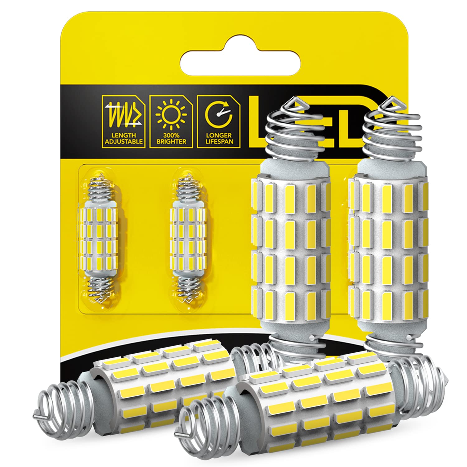 AUXITO 578 LED Bulbs, 39-42mm Festoon Lights, 6500K White, Aluminum, 4 Pack