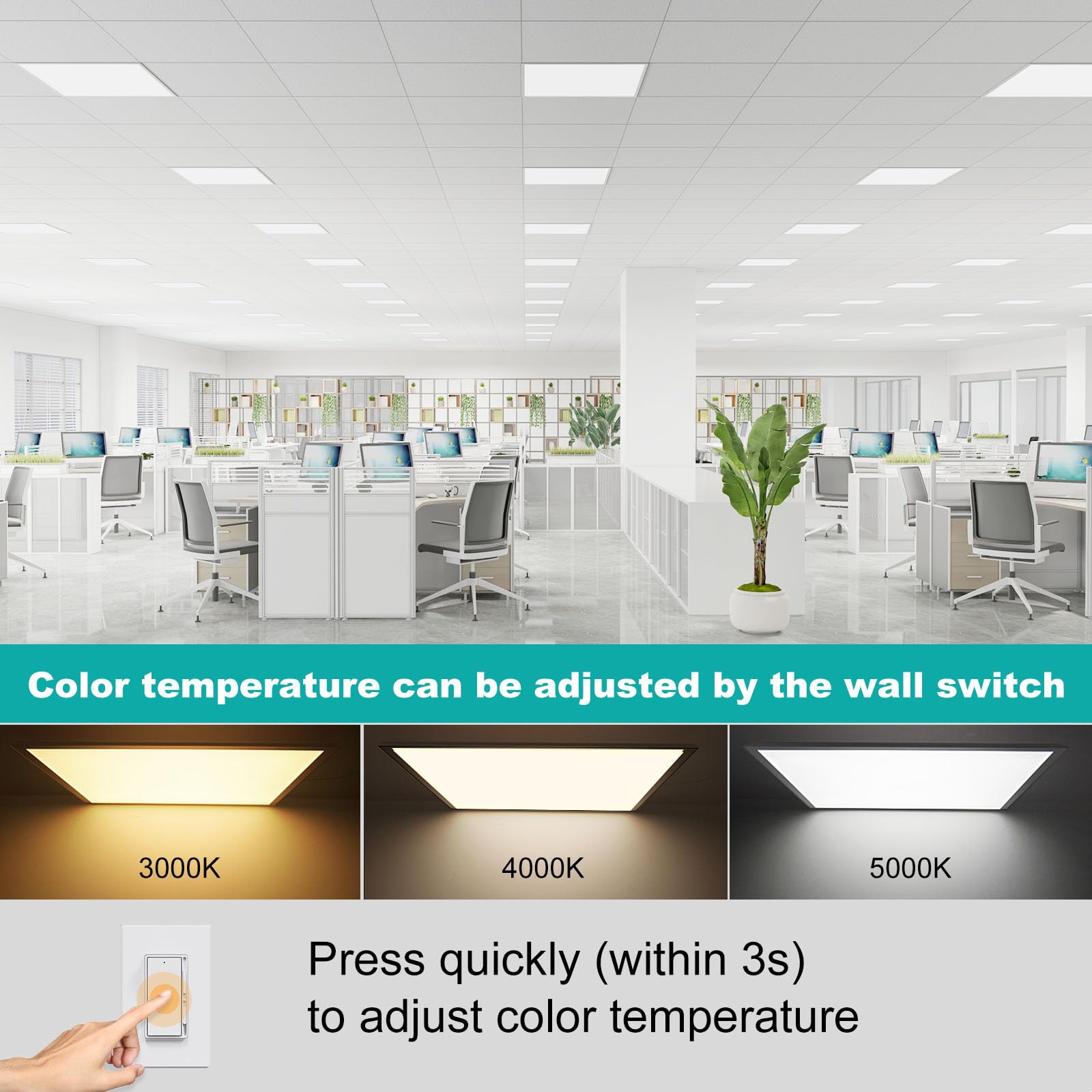 6 Pack 2X2 Led Flat Panel Light - Selectable 3000K/4000K/5000K, Triac Dimmable 40W 5000Lm, 120V Recessed Back-Lit Led Troffer Re