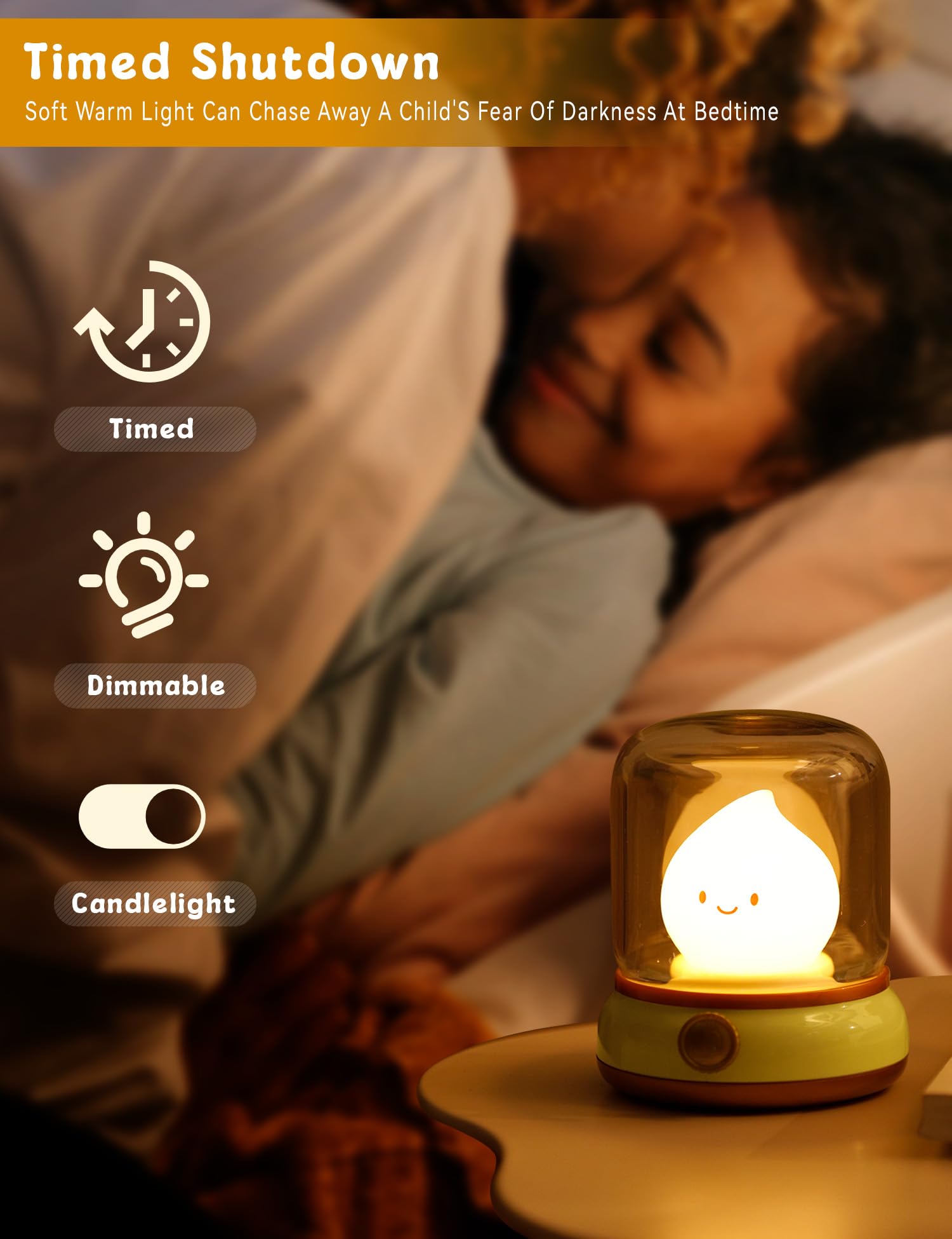Wanidea Cute Chibi Flame Lamp, Anime Cozy Lights, Retro Rechargeable Night Light, Decor, Smoko Light, Cute Desk Accessories, Gif