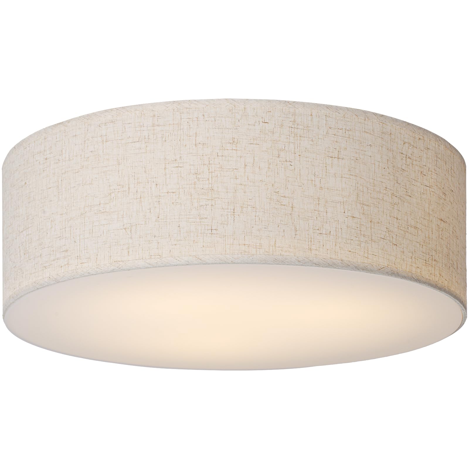 CALOKES 18-Inch Large Flush Mount Ceiling Light Fixture with Fabric Shade, Modern Drum Closed to Ceiling Lighting for Living Din