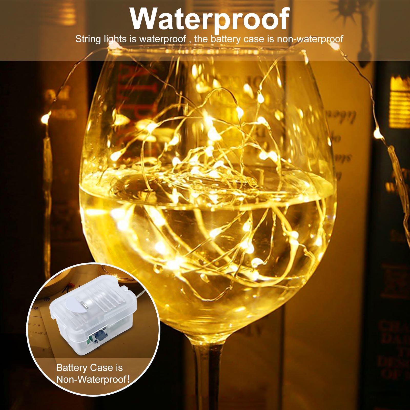 Aikei 24 Pack Led Fairy Lights Battery Operated  Warm White String Lights Waterproof 7Ft 20 Led 3 Lighting Modes For Wedding Party Bedroom Decor Garden Christmas Outdoor Indoor Decoration Warm White