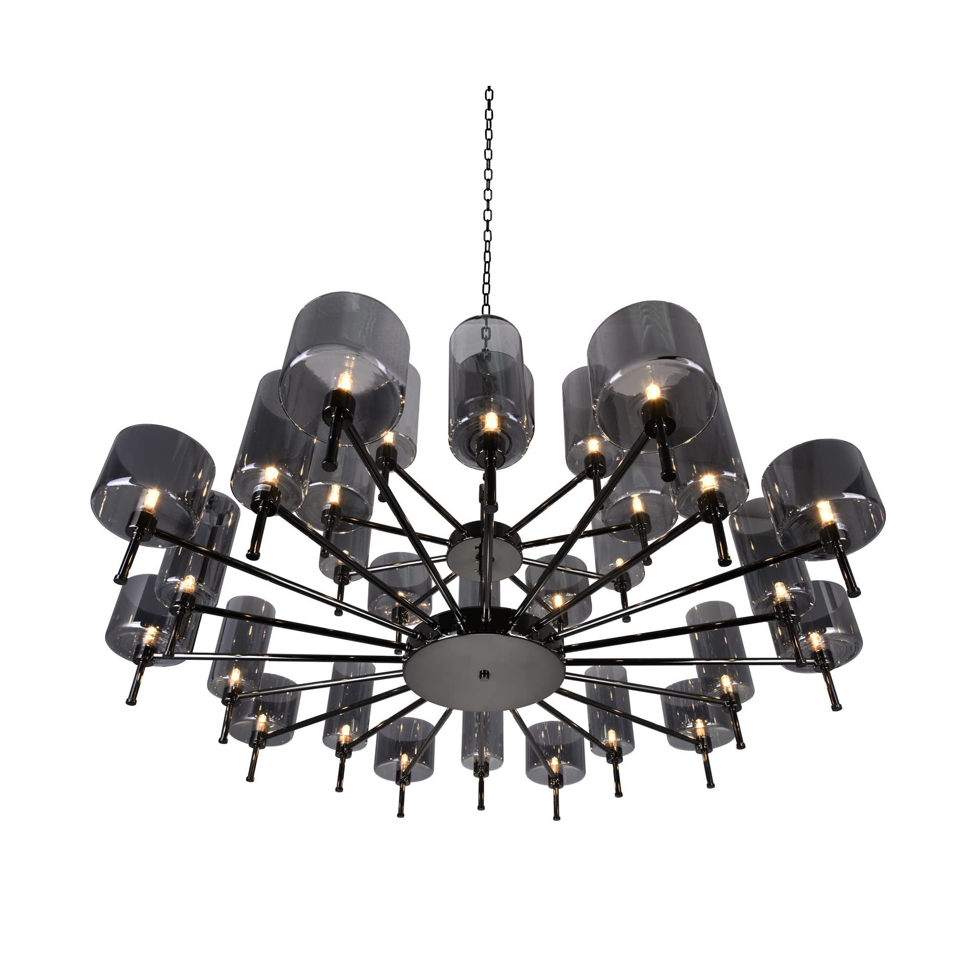 CWI Lighting Montoya 30 Light Up Contemporary Metal Chandelier in Black