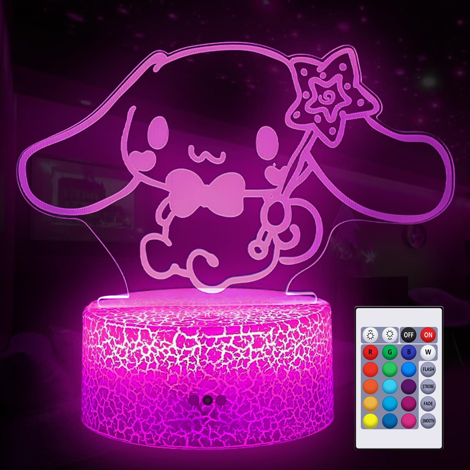 COBIKU 16 Colors Night Light 3D Illusion Table Lamp with Touch & Remote Control Acrylic LED Lamp Anime Led Light Cute Desk Lamp 