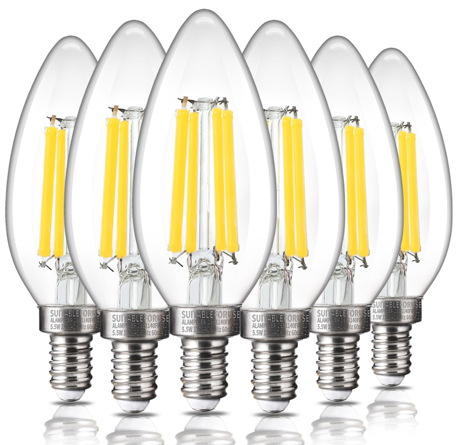 Alampever E12 Led Bulb 100 Watt Equivalent, 800Lm Super Bright Dimmable Led Light Bulb, B11 5000K Daylight White Led Candelabra