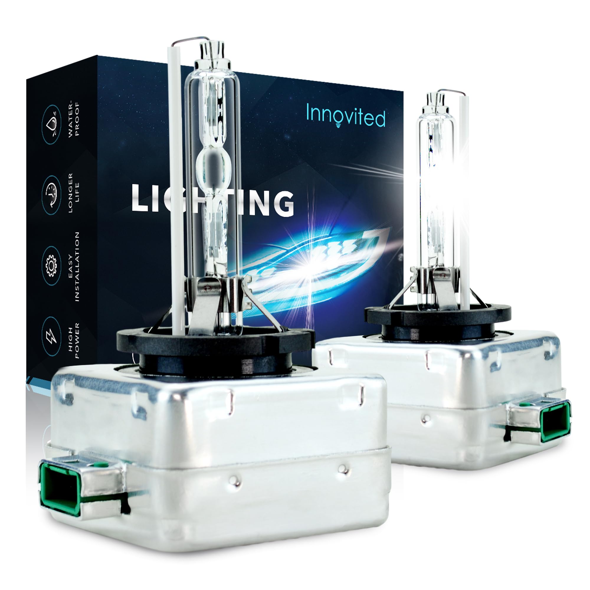 Innovited D3S HID Xenon Headlight Bulbs 12000K Pure Blue High Low Beam 66340 42403 42302,etc Replacement Bulb - Pack of 2