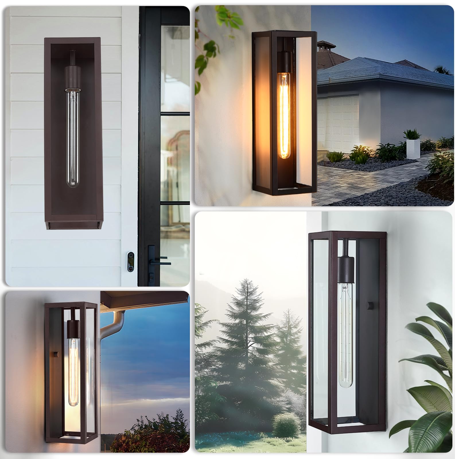 Criry Outdoor Wall Lighting Fixtures, 15.8 Waterproof Metal Sconce, Brown, 2-Pack, Modern Design For Patio & Entryway, Model Wl103B-Bw-1