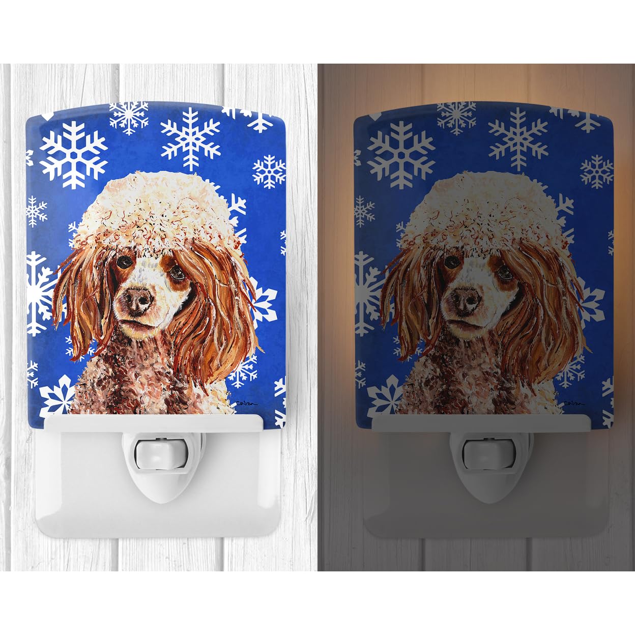 Carolines Treasures Night Light, Ceramic, Red Miniature Poodle, 6x4x3in, Multicolor, Model SC9771CNL, UL-Certified