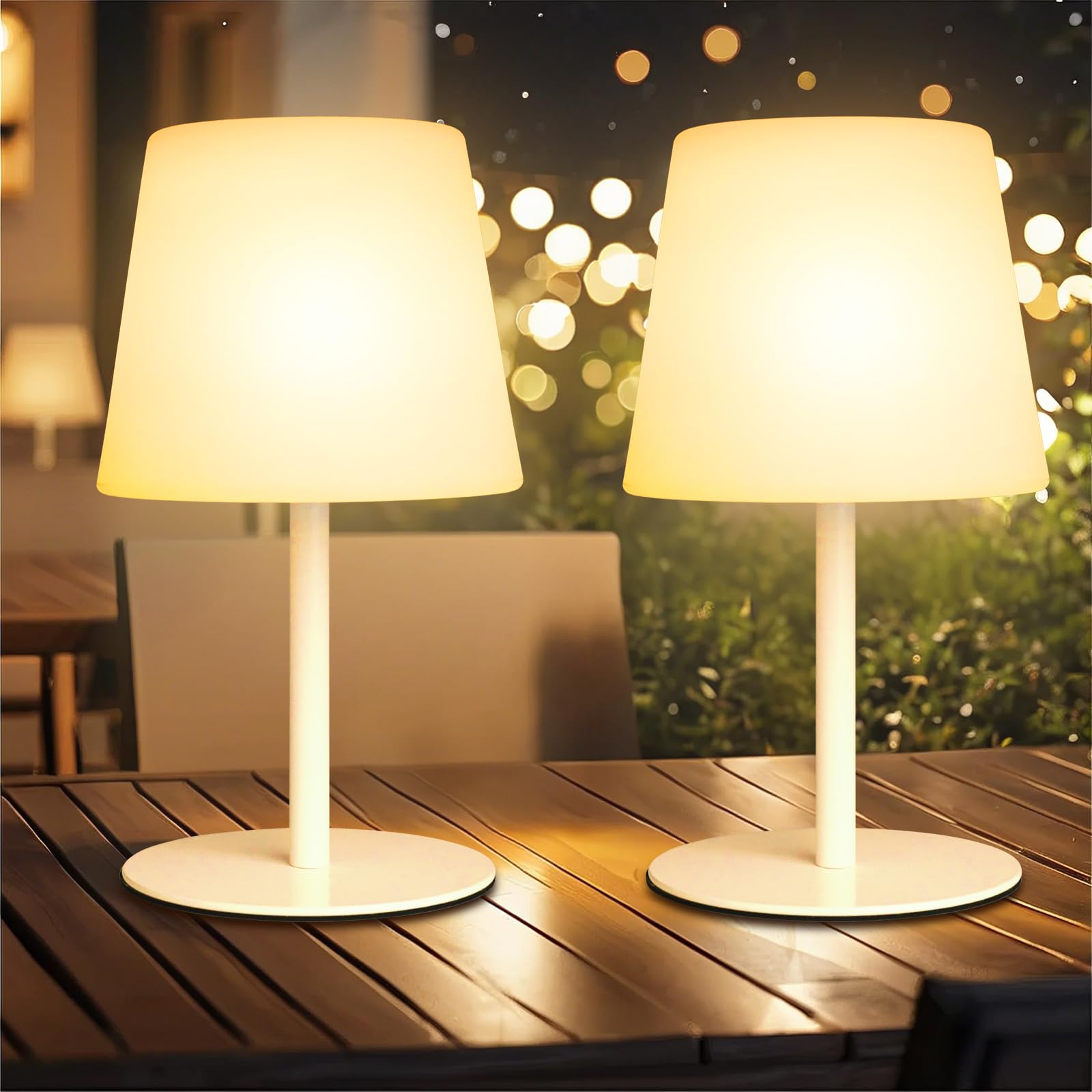 Wonder Solar Outdoor Cordless Lamp 2 Pack, Rechargeable Battery Operated Waterproof Lamp Bedroom Lamps 15.6'', Dimmable Night Li