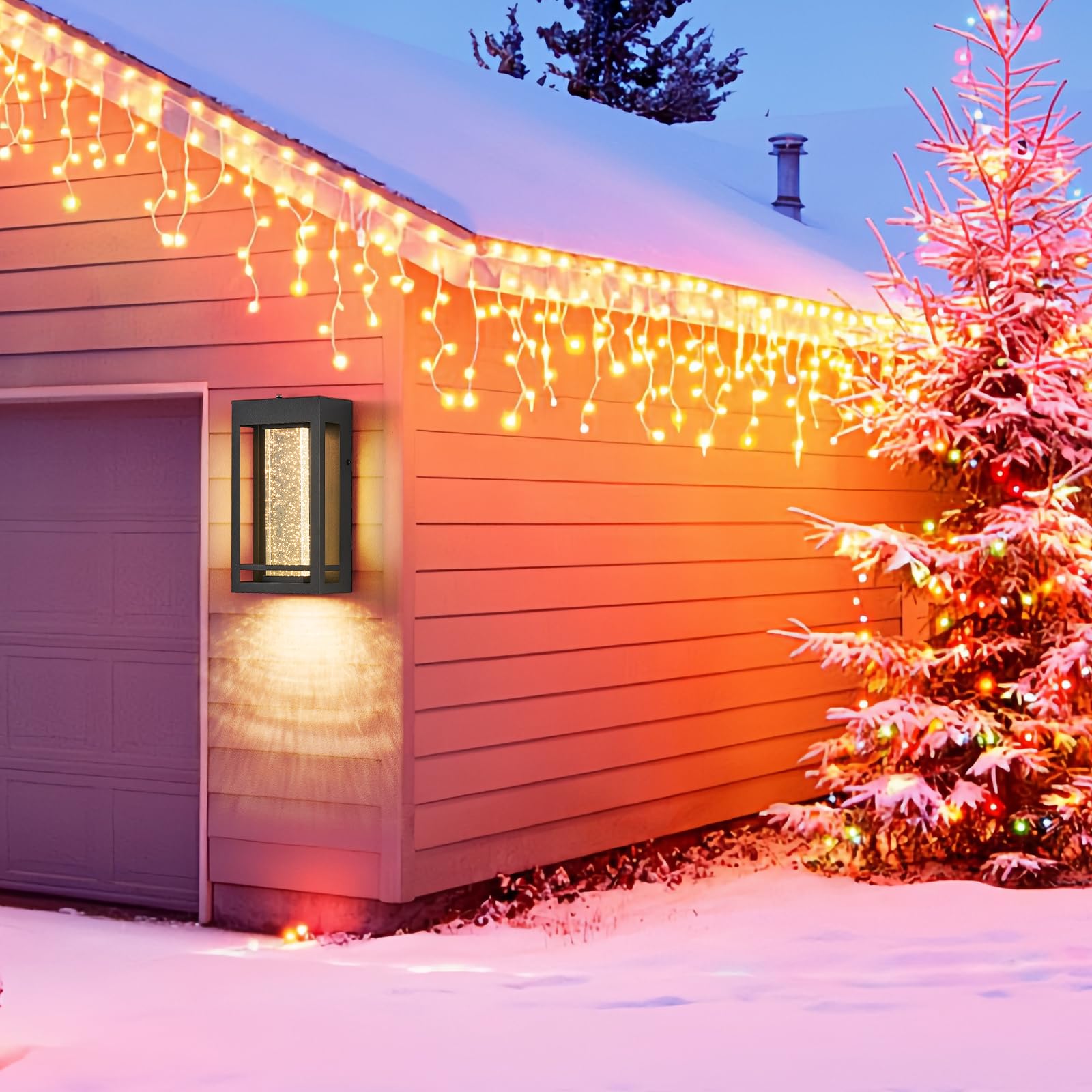 Myhaptim Dusk To Dawn Sensor Porch Lights, Crystal Bubble Exterior Lighting Fixtures, Modern Outdoor Wall Light, Outdoor Lightin