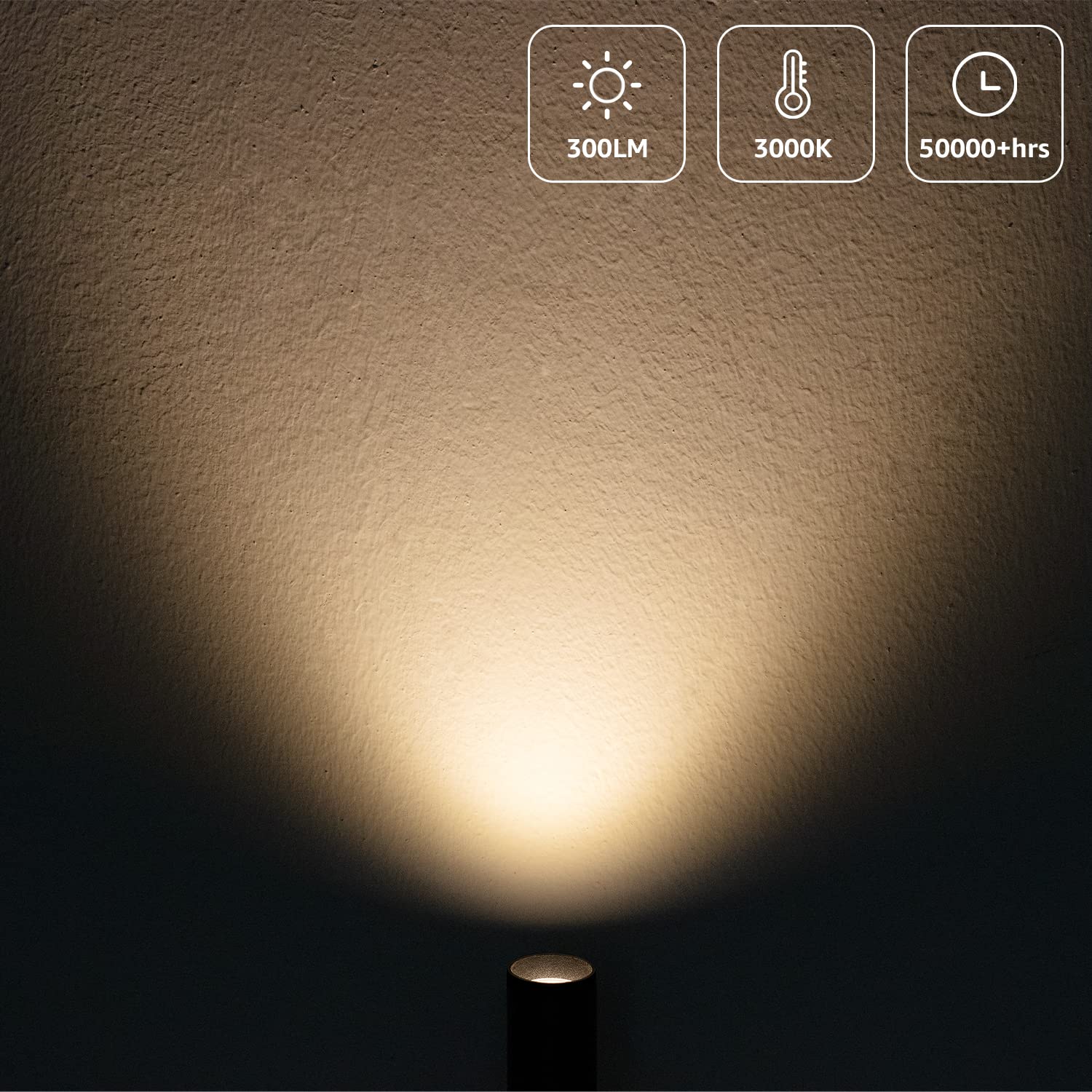 URTOM Indoor Spotlight LED Uplights, 2 Pack Warm White Accent Lighting, 5.9 FT Cord, Black Aluminum Design
