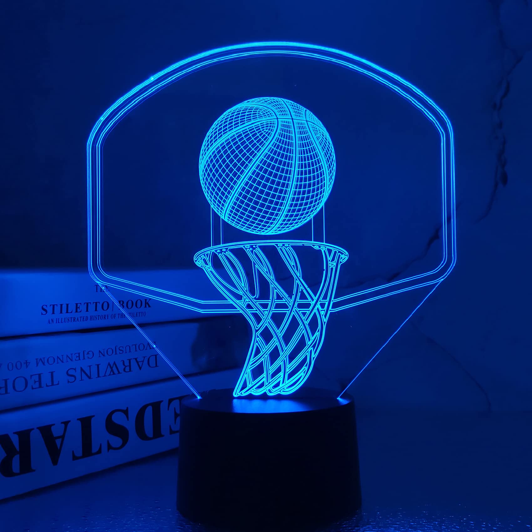 FULLOSUN 3D Basketball Night Light Backboard Illusion Hoop Lamp for Kids' Room Home Xmas Birthday Gifts for Boy Man Friends with