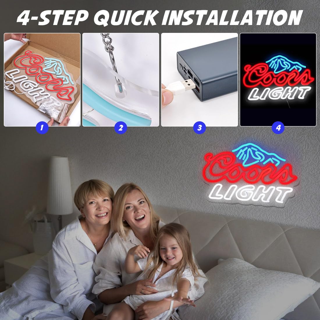 Yao Yun Candlelight Neon Sign, LED Wall Decor, Dimmable, 16.5x11 inches, Red/Ice Blue/White, Model NL002