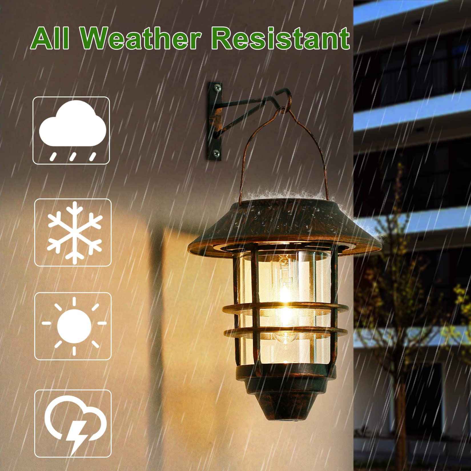 Derynome Solar Lantern Outdoor, Waterproof Hanging Lights, Bronze, 2 Pack, Model JM017SLPK2N