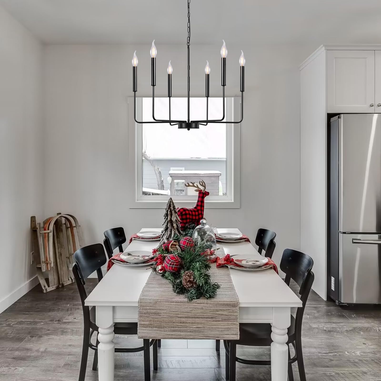 Alisadaboy Black 6-Light Farmhouse Chandelier - Rustic Pendant Lighting For Dining Room & Kitchen