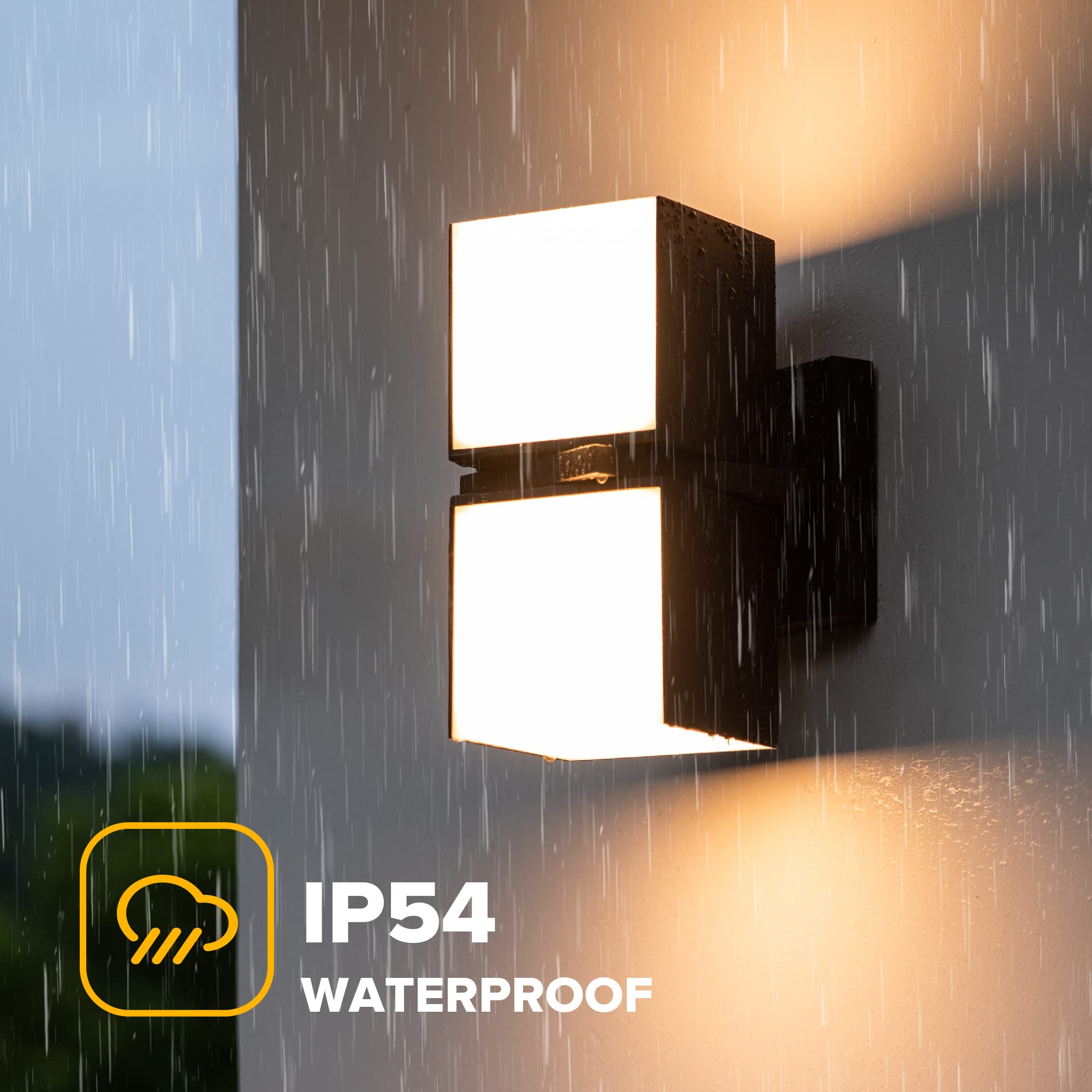 LUTEC LED Wall Light Sconce, 3000K, 1100LM, Square Size, Bronze Finish, Indoor/Outdoor Use