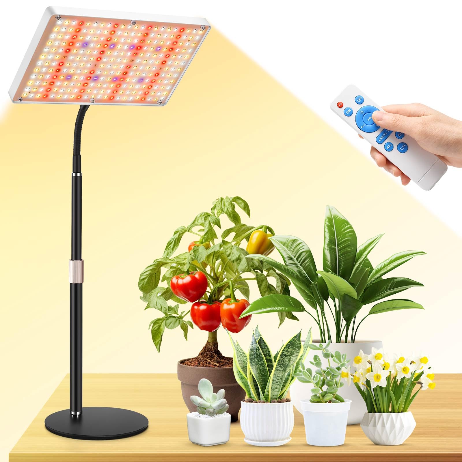 2025 Upgrade Desk LED Grow Lights, Full Spectrum Dimmable Grow Light with Remote Control for Greenhouse and Indoor Plant Veg and