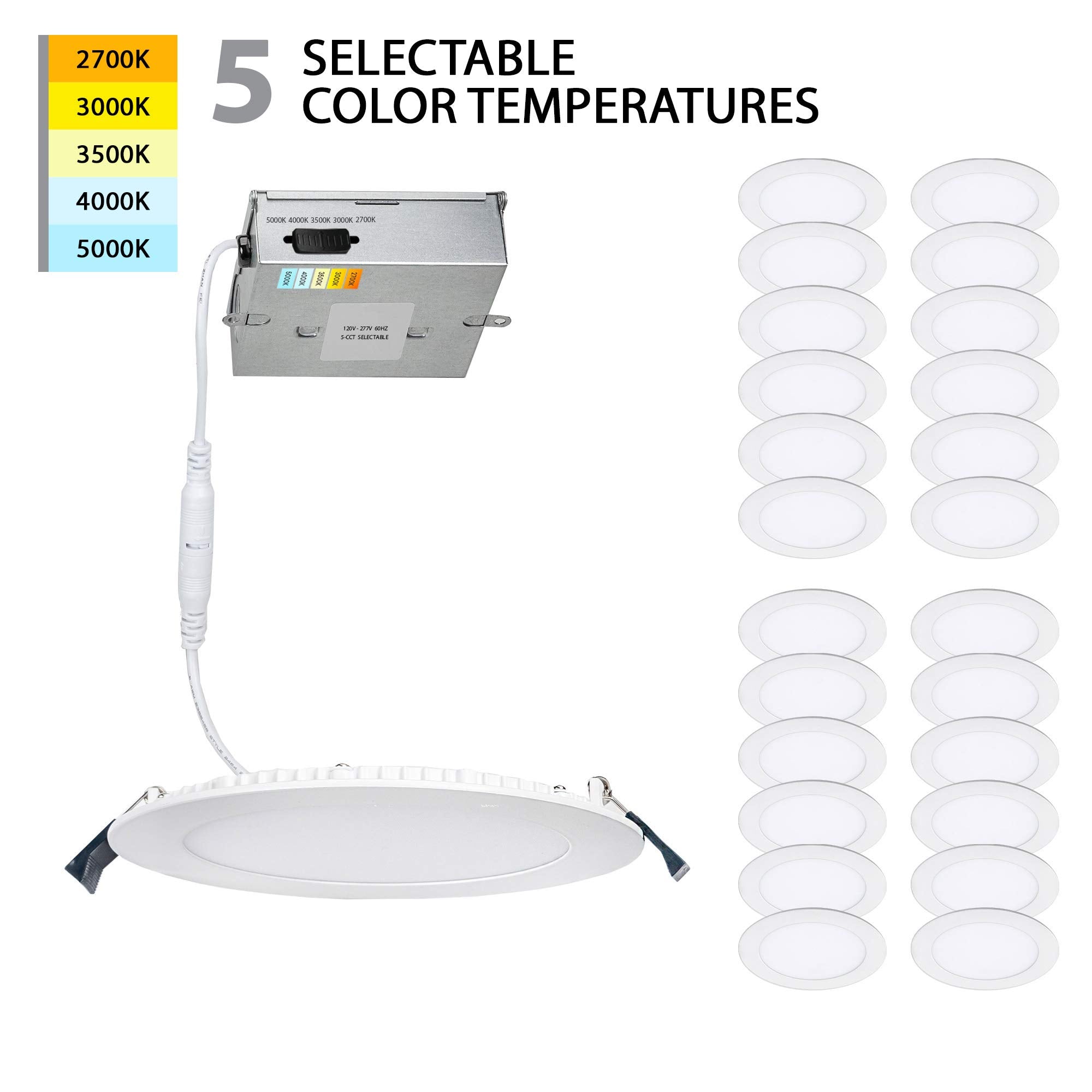 Wac Lighting, Lotos 4In Led Round 5-Cct Selectable 2700K-3000K-3500K-4000K-5000K Recessed Kit In White (Pack Of 24)
