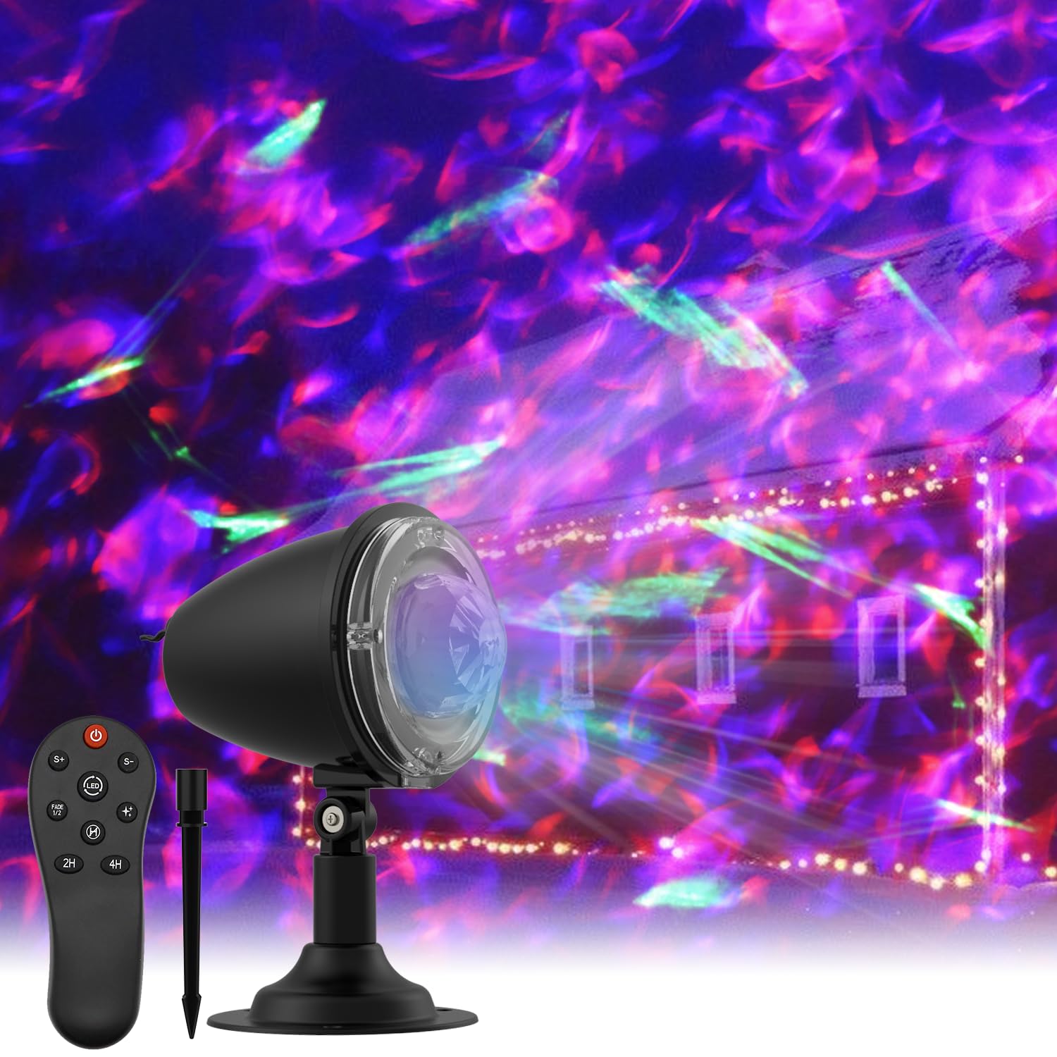 SOMKTN Christmas Halloween Laser Projector Lights - Waterproof Outdoor Light with 10 Colors, Aurora & Ocean Wave Patterns - Model BL-DP-BJG