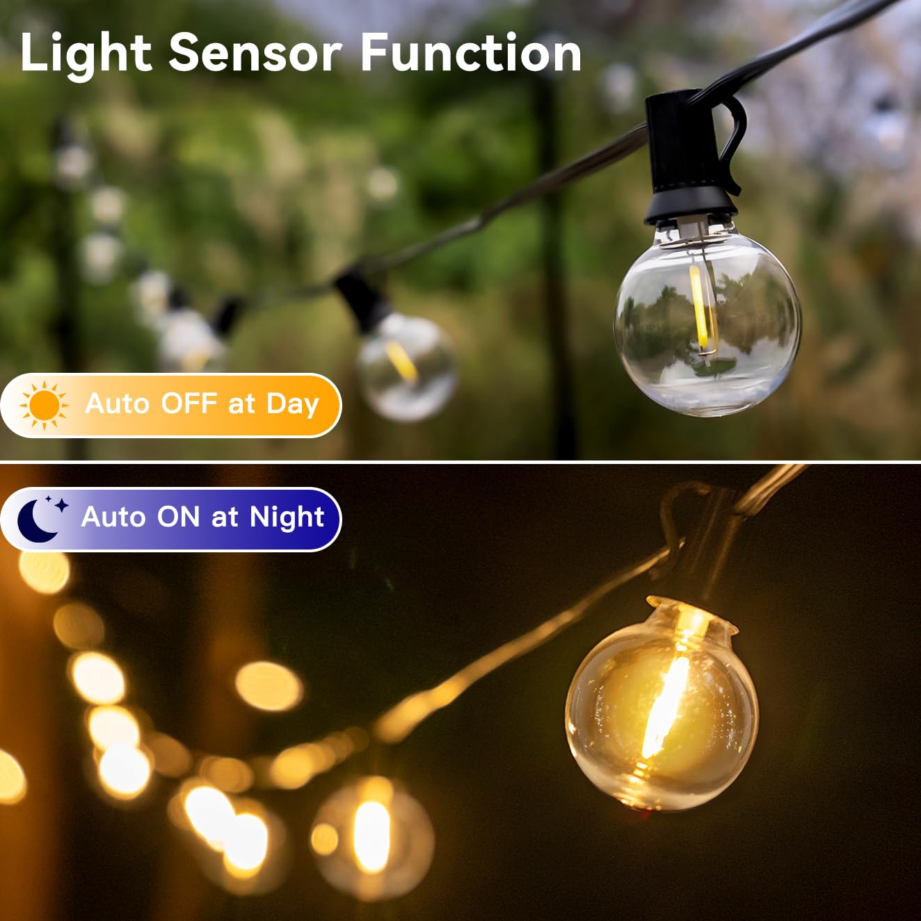 Ccinny Outdoor Lights, 50+3 G40 LED Bulbs, Remote Dimmer, Waterproof, 100 FT, Warm White, Model IL-E12-1810050