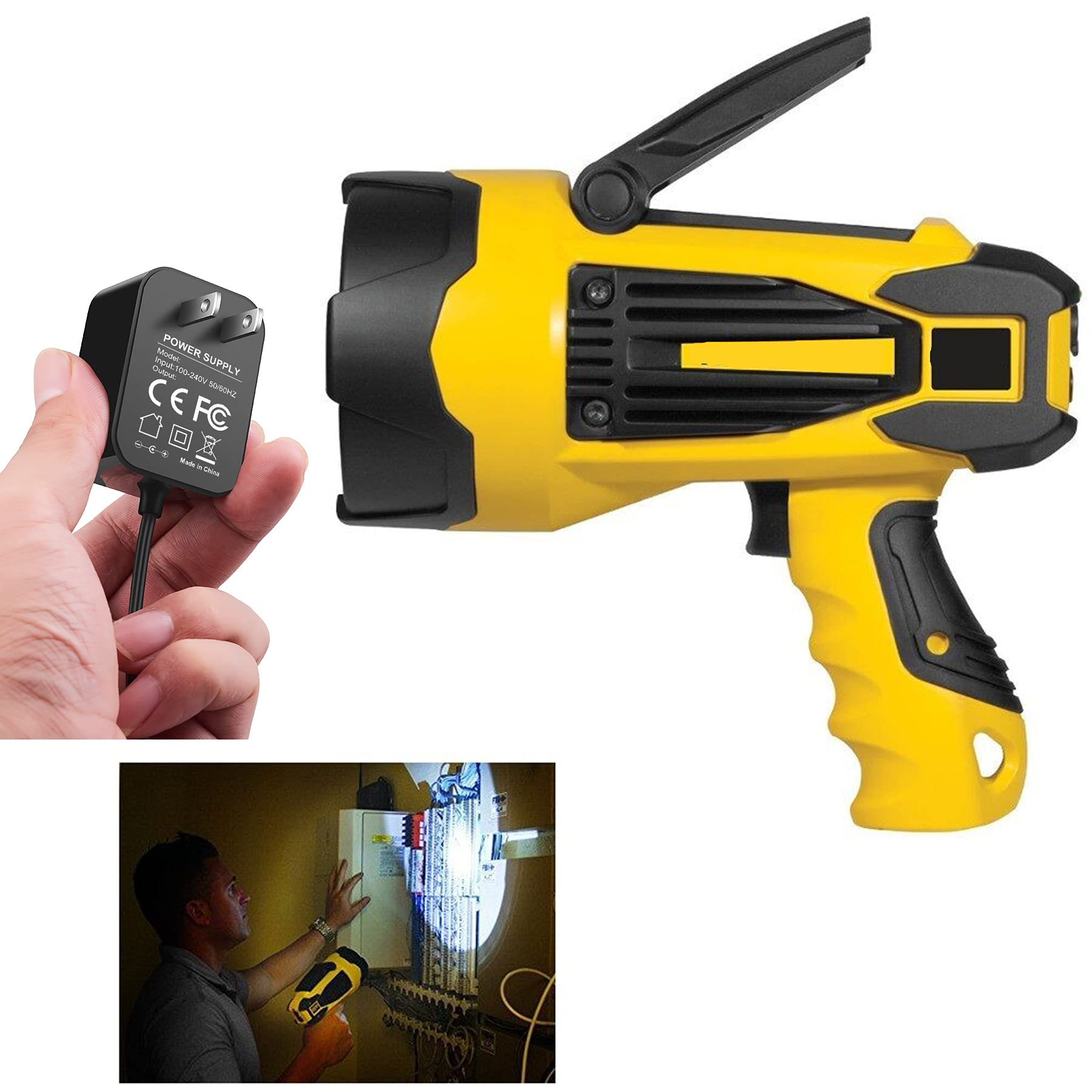 WUKUR Replacement Charger for Stanley Fatmax SL10LEDS Flashlight - 5V Power Cord, Yellow, Model CT-1250