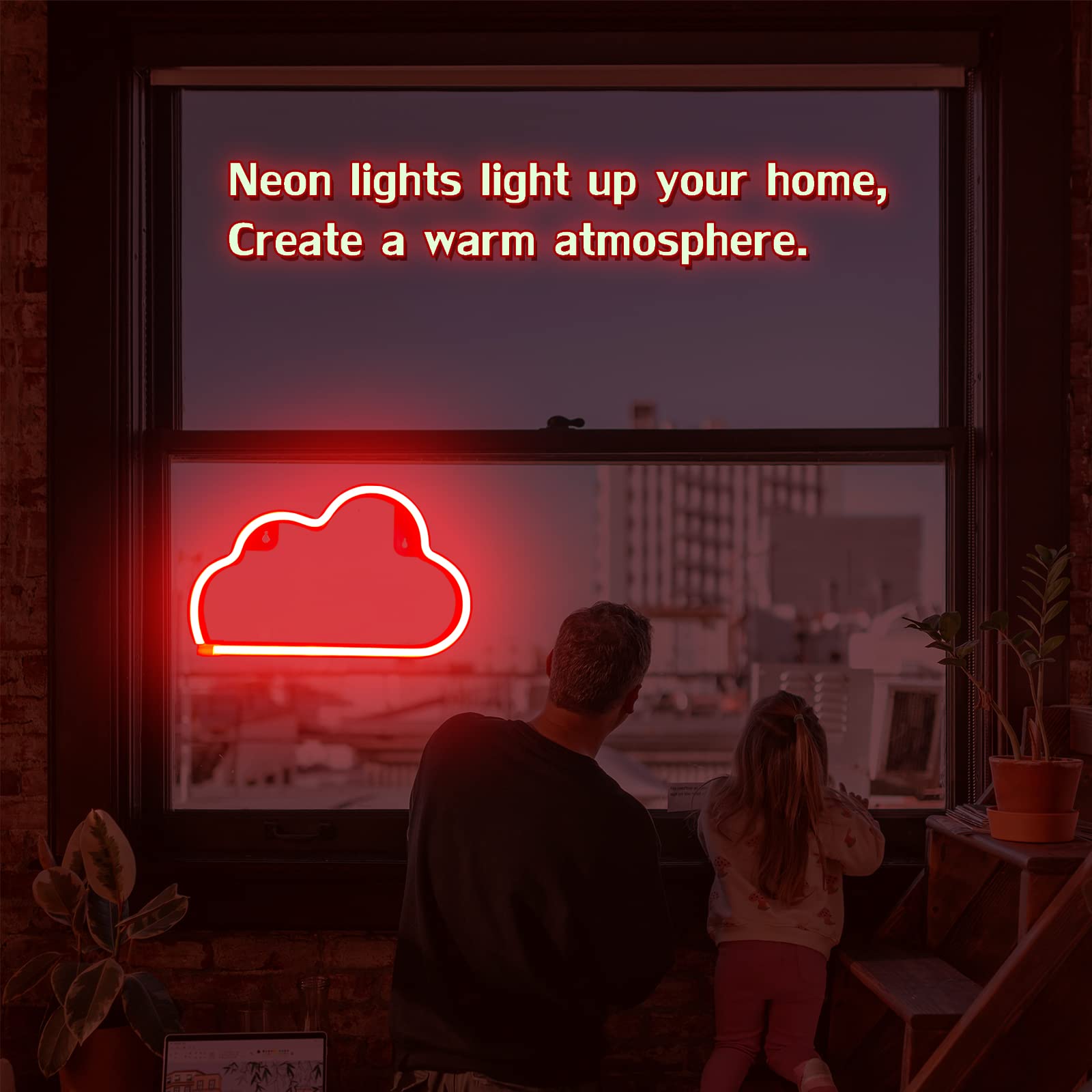 Cloud Neon Signs, Led Cloud Neon Light For Wall Decor, Battery Or Usb Powered Cloud Sign Shaped Decoration Wall Lights For Bedroom Aesthetic Teen Girl Kid Room Birthday Wedding Party Halloween (Red)