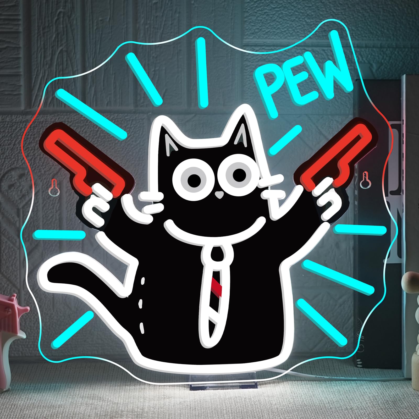 Cat Neon Sign Pew Led Light Cute Neon Signs For Wall Decor Bar Light Up For Game Room Bedroom Cat Cafe Pet Party Decoration Cat Lovers Kids Gifts