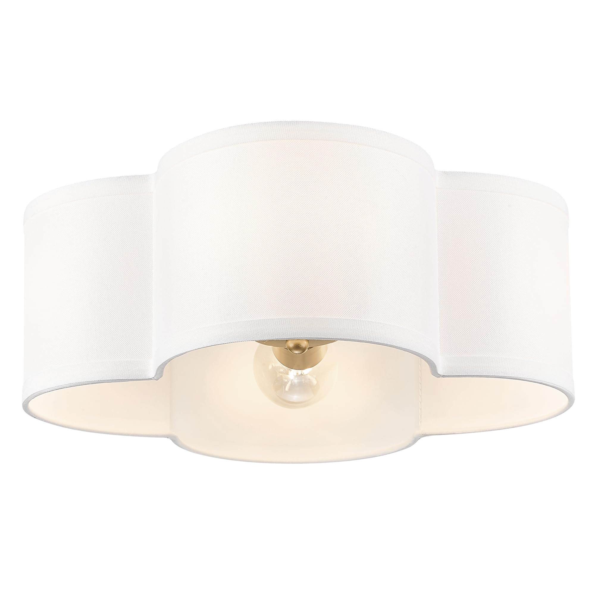 Audickic Gold Flush Mount Ceiling Light, 4-Light 14Inch Light Fixtures Ceiling Mount With Fabric Shade In Quatrefoil Shape, Bras