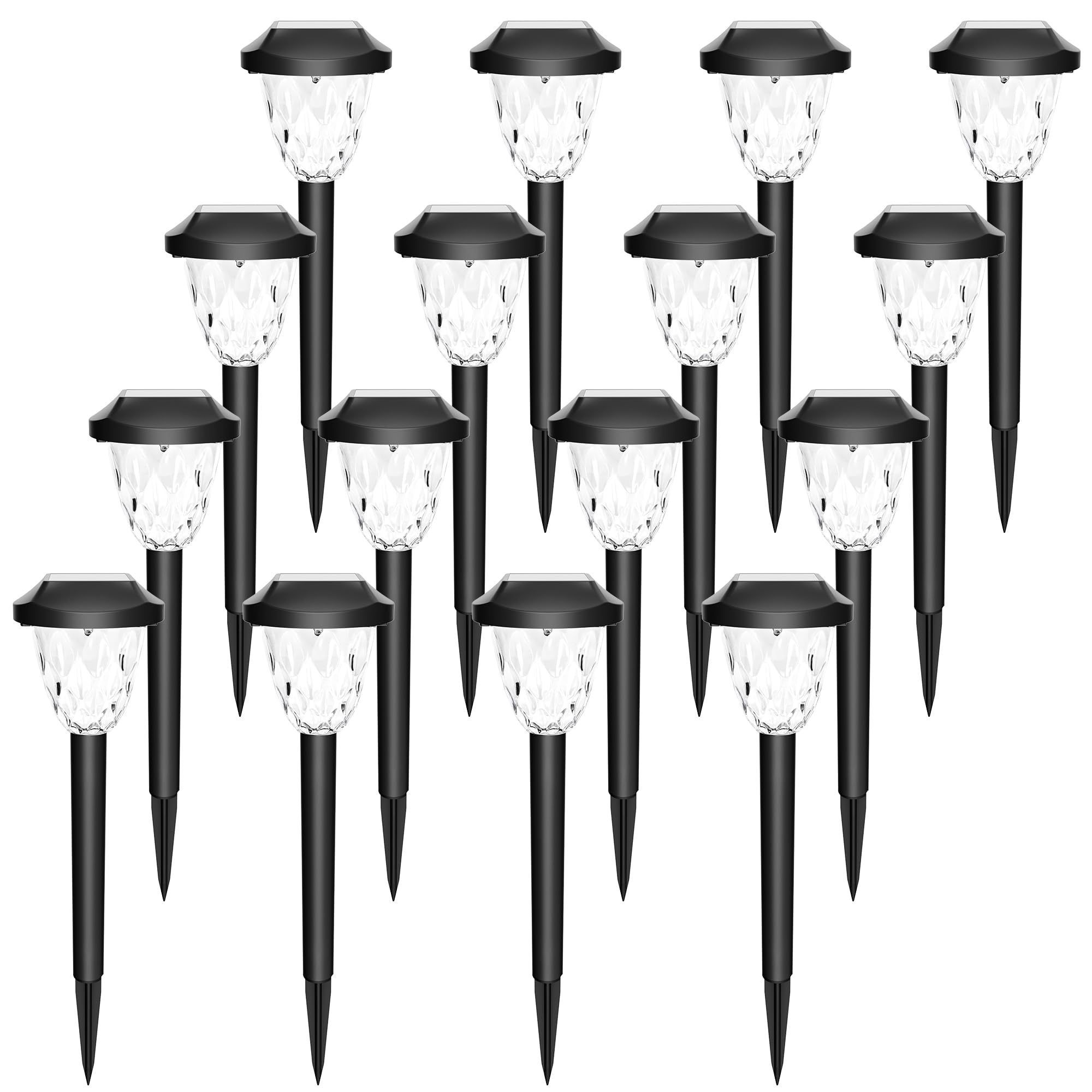 GIGALUMI 16 Pack Solar Lights Outdoor, Solar Pathway Lights with Great Pattern, Waterproof Auto On/Off Light for Outside Yard Ga