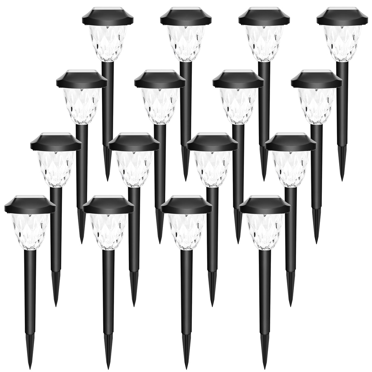 Gigalumi 16 Pack Solar Outdoor Lights, Bright Solar Pathway Lights With Great Pattern, Waterproof Auto On/Off Light For Outside