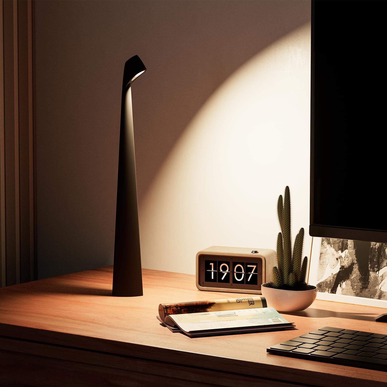 YYXGOOB Cordless Rechargeable Table Lamp, LED Touch Light, Aluminum, Model G, Black