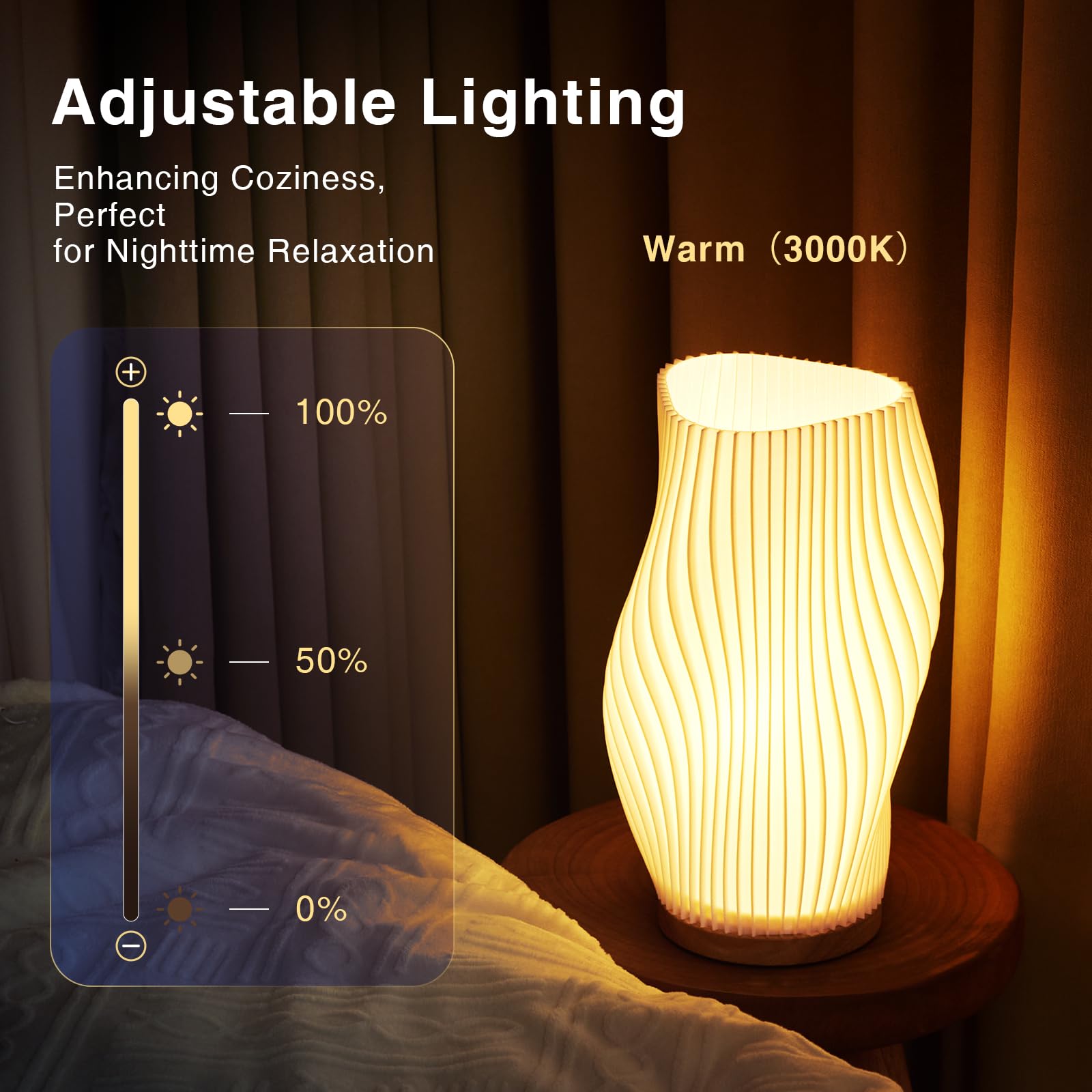 Dawnwake Table Lamp Bedside Lamps For Bedroom, Small Night Stands Desk Lamp, Mood Warm Cozy Lighting, Vintage Boho Cool Mid Cent