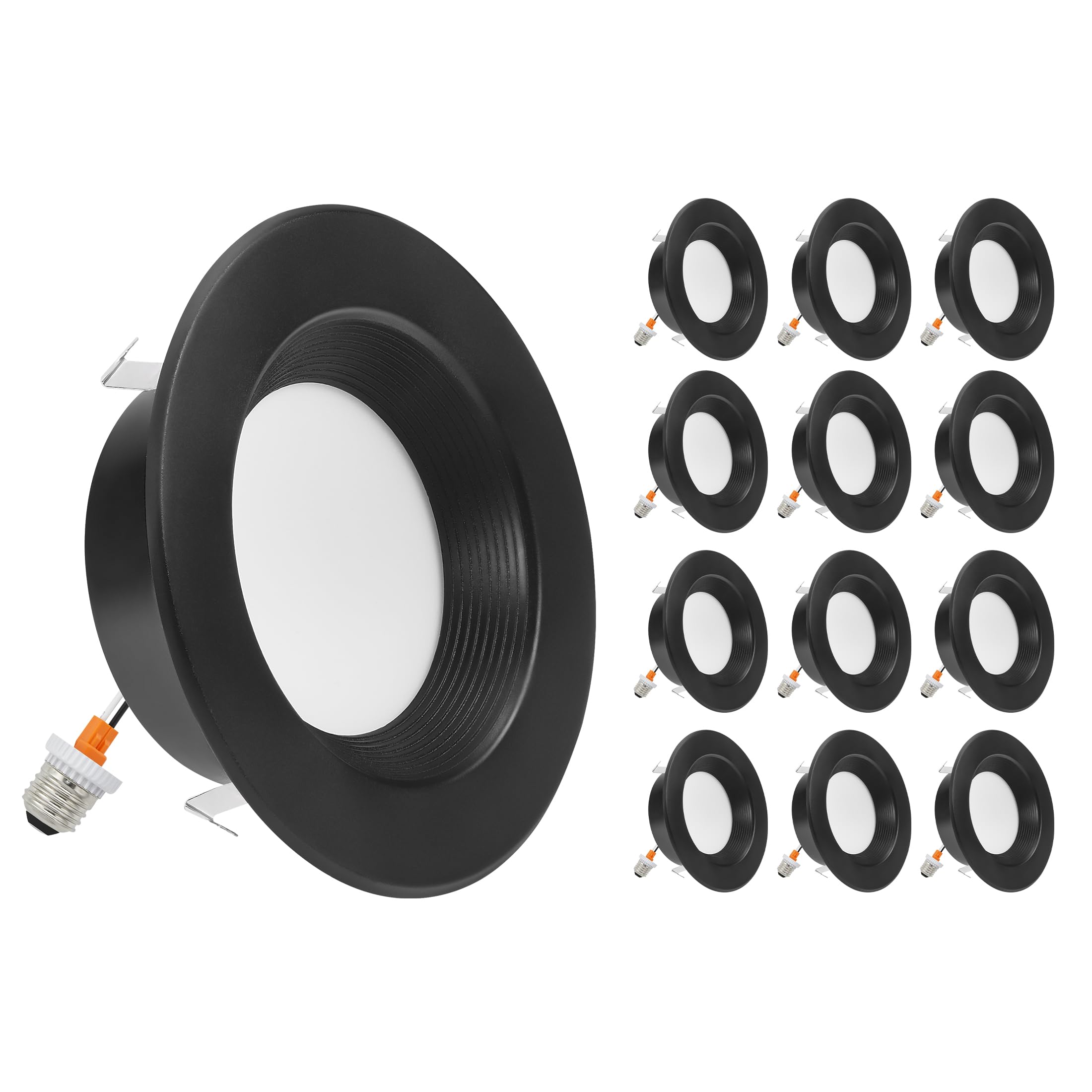 Maxxima 4 in. 5 CCT Retrofit Recessed LED Downlight, 800 Lumens, with E-26 Quick Connect, Color Selectable 2700K-5000K (2700K/30