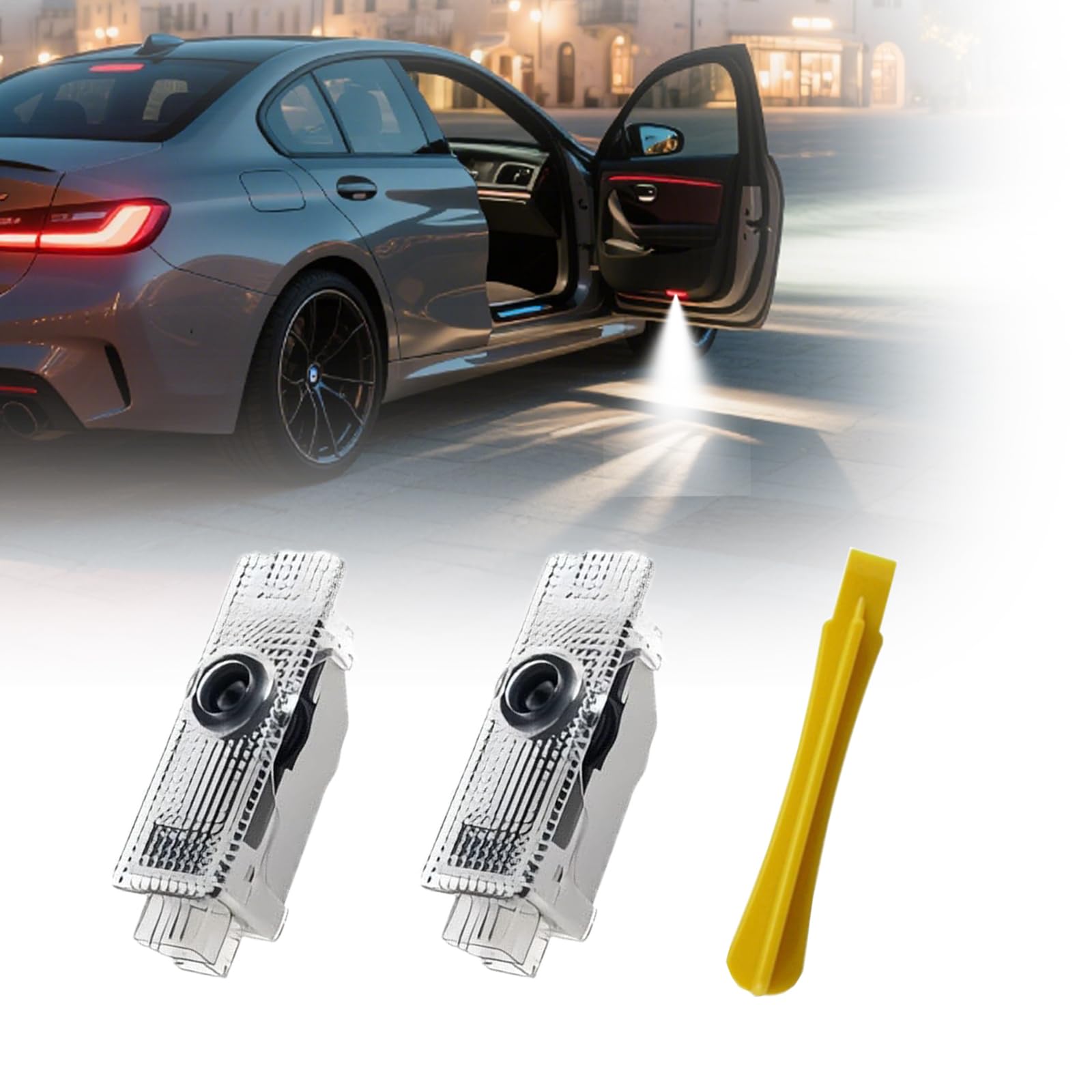 2pcs Car Door Lights Logo Projector LED Door Lights Compatible with 1/3/4/5/6/7  x1/x2/x3/x4/x5/x6/x7  M/328i/28i/530i/528i/e92 Dual Plug Puddle Lights 3D Ghost Shadow Lights(50th Logo)