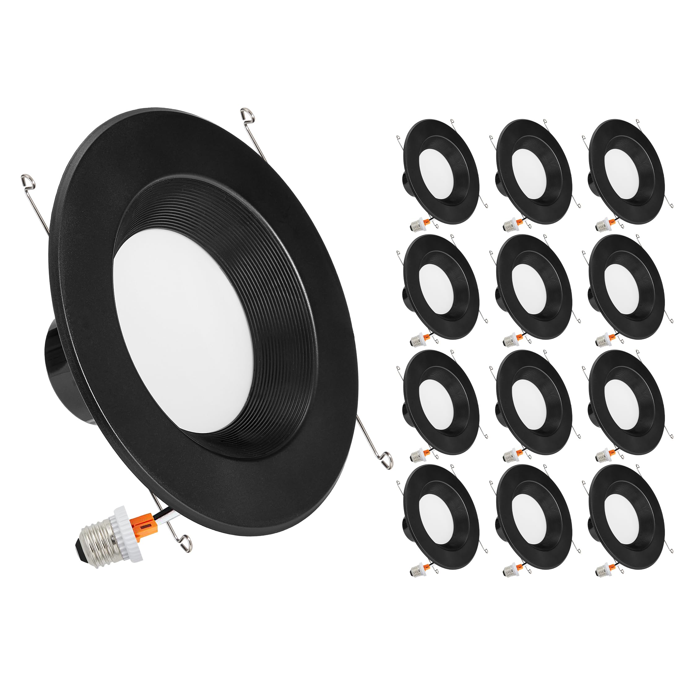 Maxxima 12 Pack 5 & 6 5 CCT Retrofit Recessed LED Downlight, 1100 Lumens, E-26 Quick Connect, 5 CCT 2700K/3000K/3500K/4000K/5000