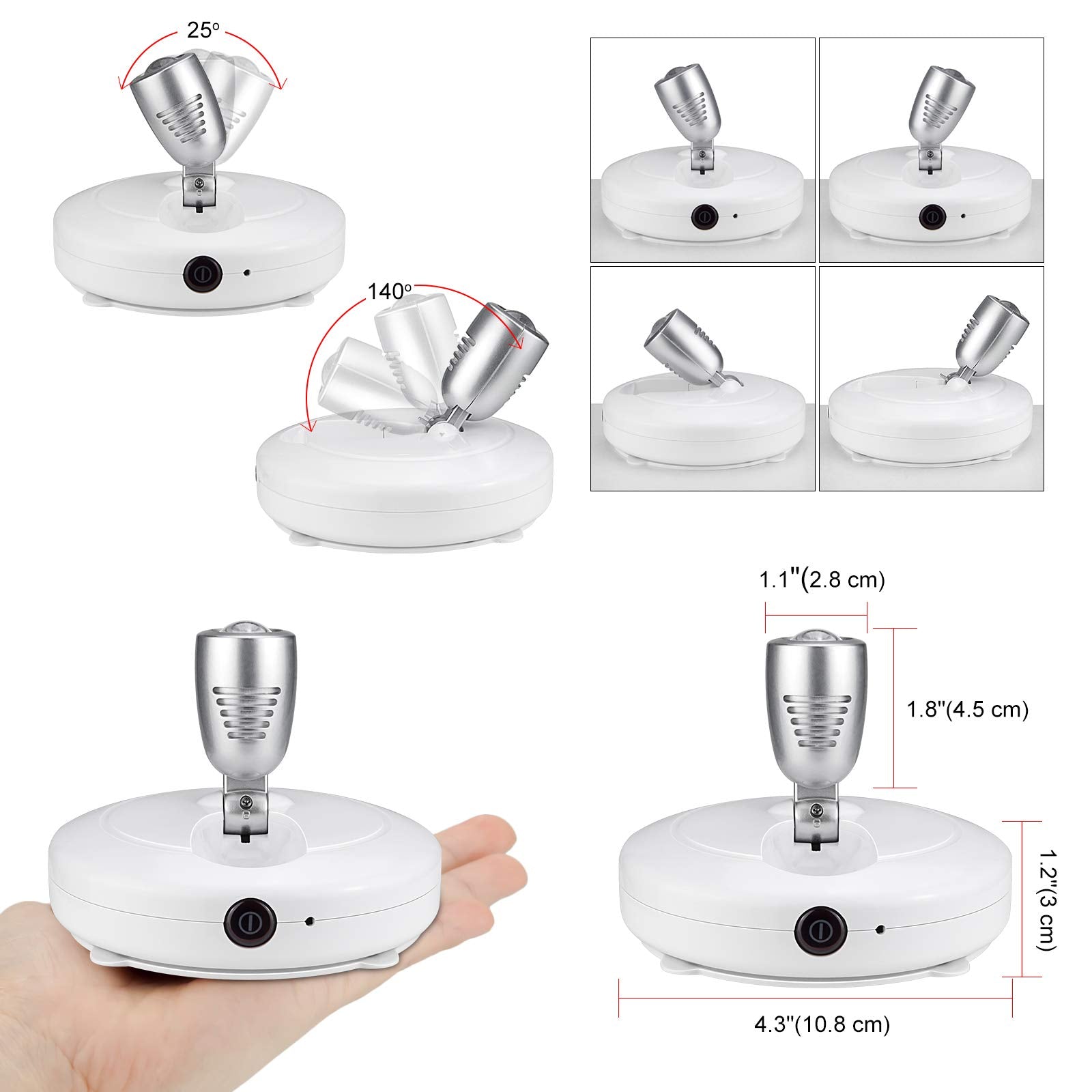 LUXSWAY LED Spot Lights Indoor,Battery Operated Accent Picture Light,12 Colors Changing Spotlight, Dimmable Uplight,Stick on Lig