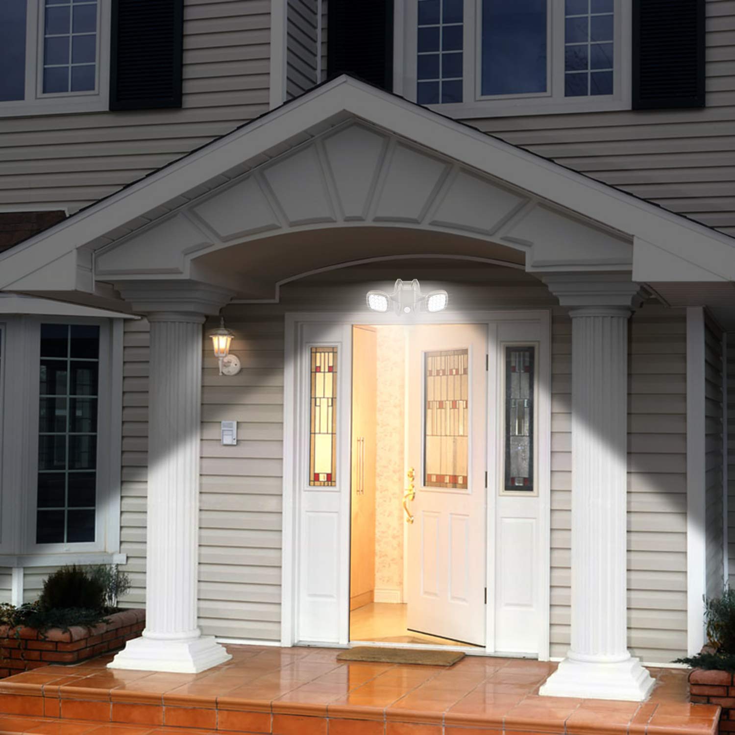 HONWELL Motion Sensor Light Outdoor 32 LED Dual Head IP65 Waterproof Brown Plastic