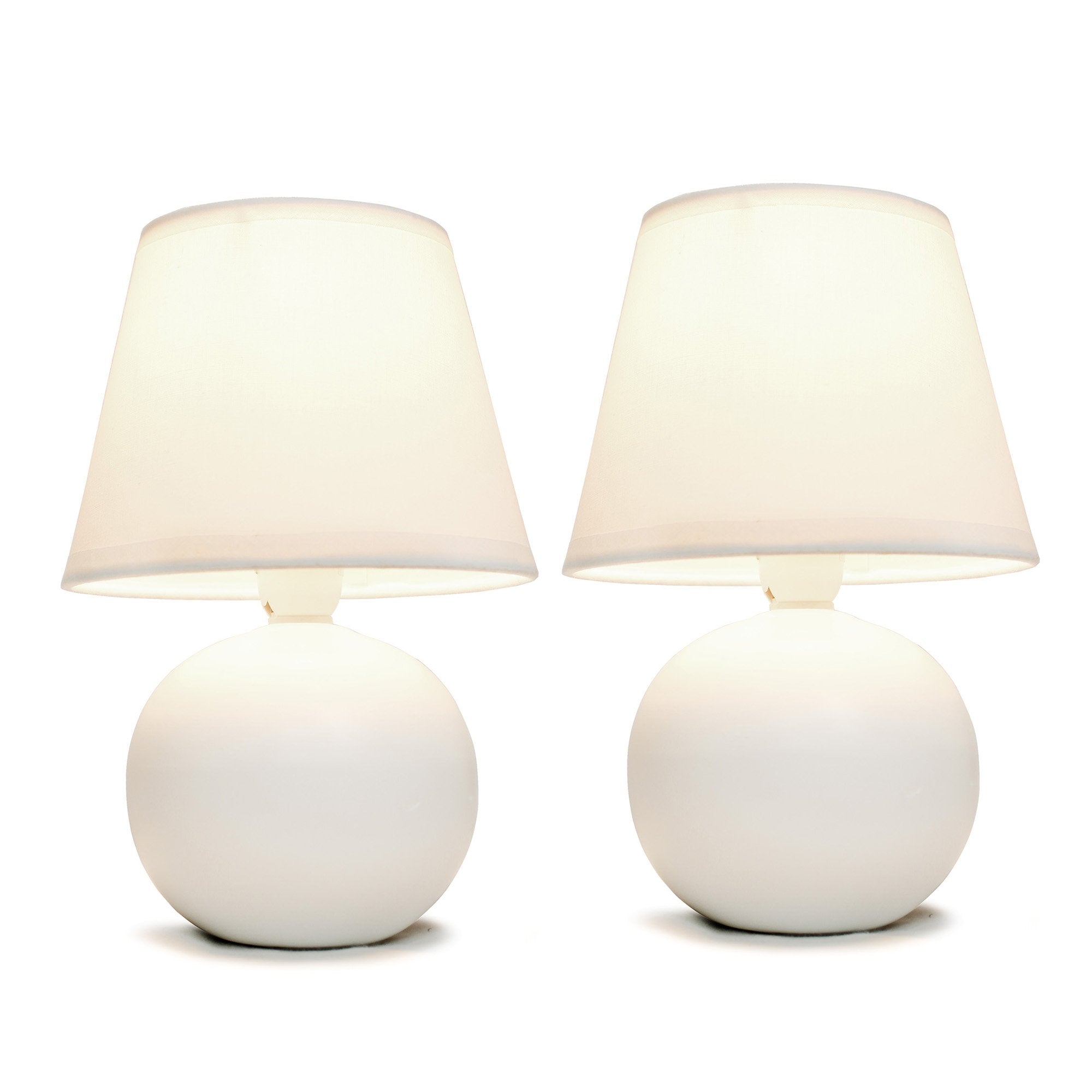 Simple Designs Lt2008-Off-2Pk Mini Ceramic Globe Table Lamp 2 Pack Set, Off-White
