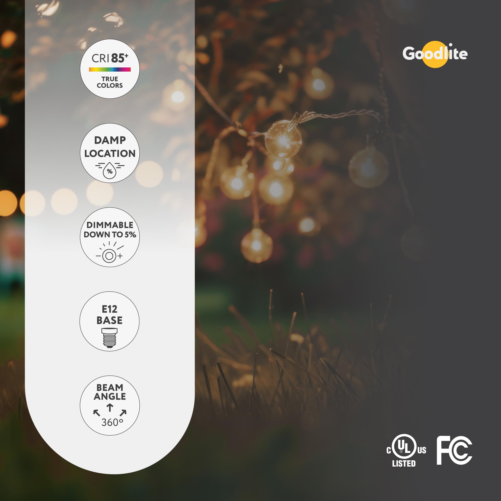 Goodlite G-19868 T6 Tubular Led 4.5W Filament, E12 Base, 60W Equivalent 500 Lumens, Warm White 2700K, Dimmable, Ul Listed