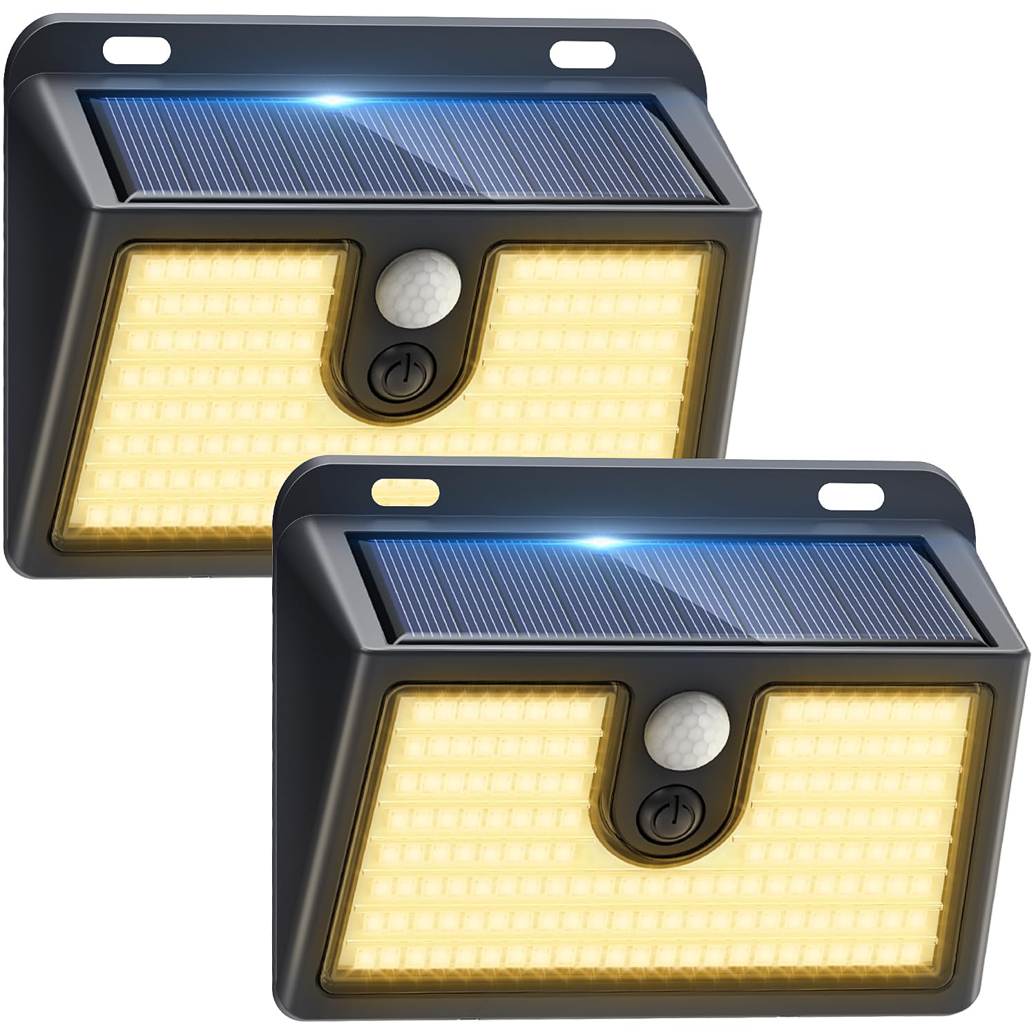 CLAONER Solar Motion Sensor Lights - 2 Pack, Super Bright, Waterproof, Warm White, Model SL352AW, 3 Lighting Modes for Outdoor Use