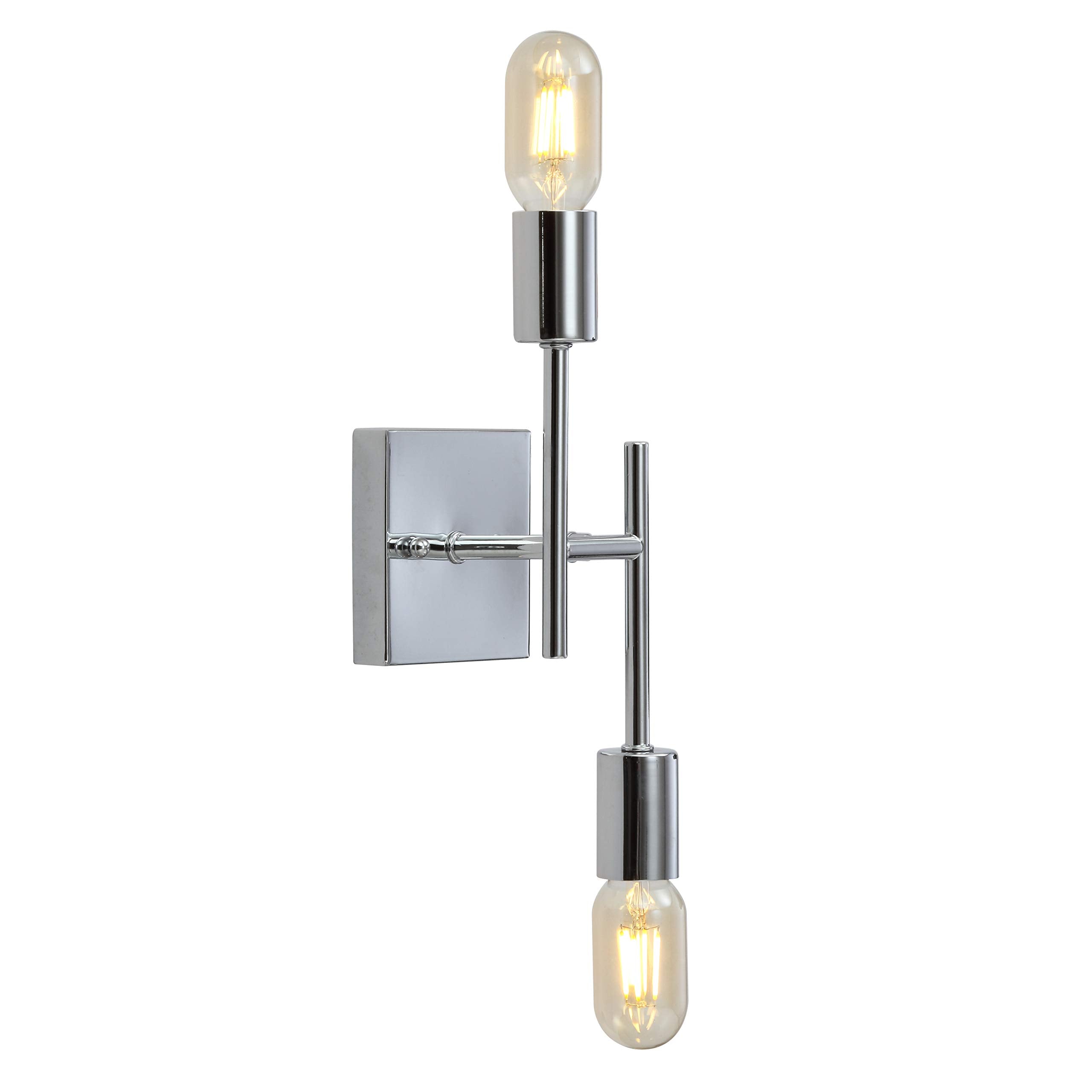 JONATHAN Y Turing 2-Light LED Wall Sconce, Chrome, Metal, 4W Bulbs, Model JYL7456A, 18.7in for Entryway,