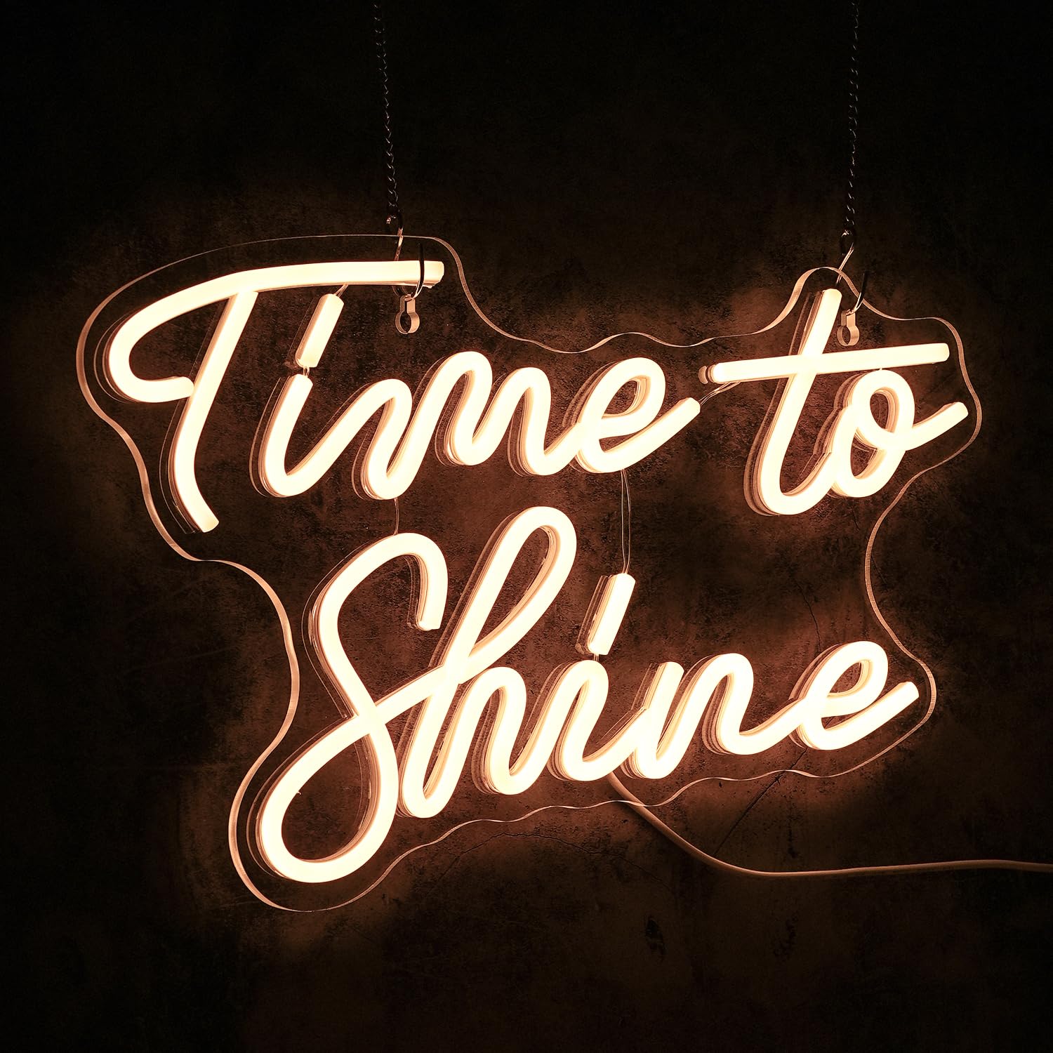LISIGNVE Time To Shine Neon Sign Warm White LED Wall Decor 16.5inx10.2in USB Powered Dimmable Silicone