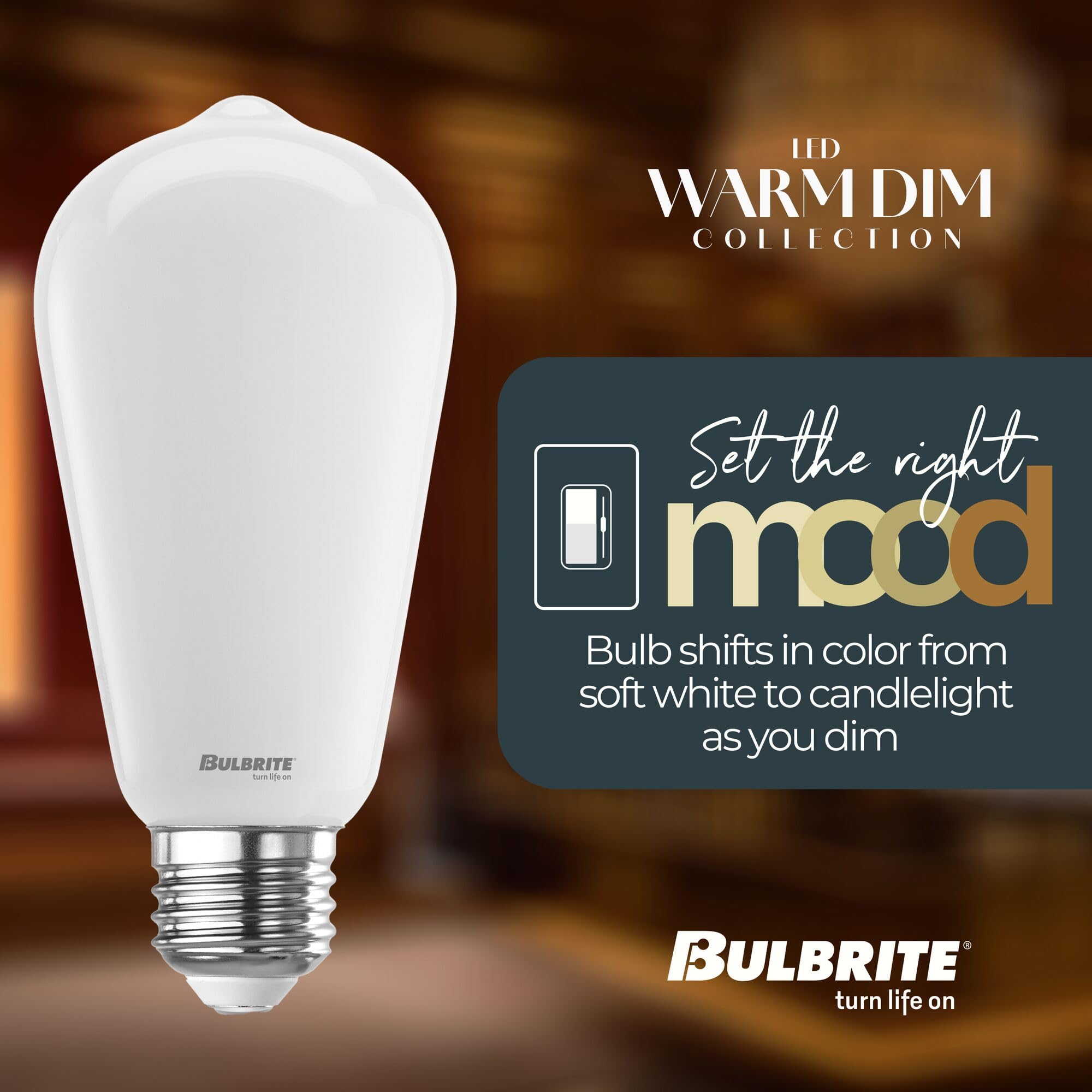 9 Watt Led St18 / St19 Light Bulbs, Warm Dimming 3000K (Soft White) - 1800K (Candlelight), 800 Lumens